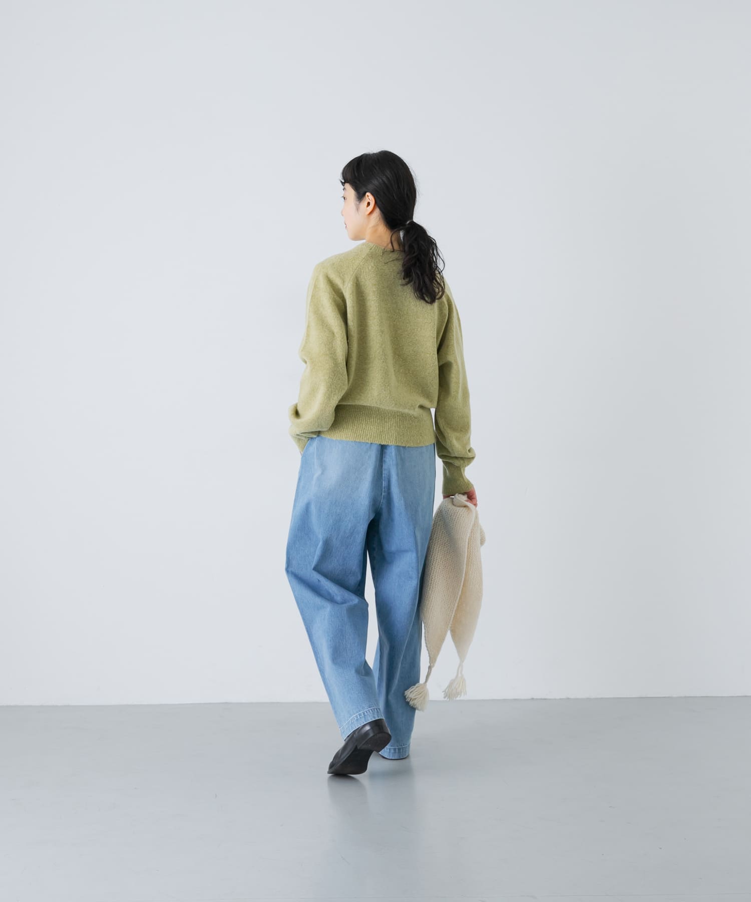 アルパカクルーネックニット YELLOW Free