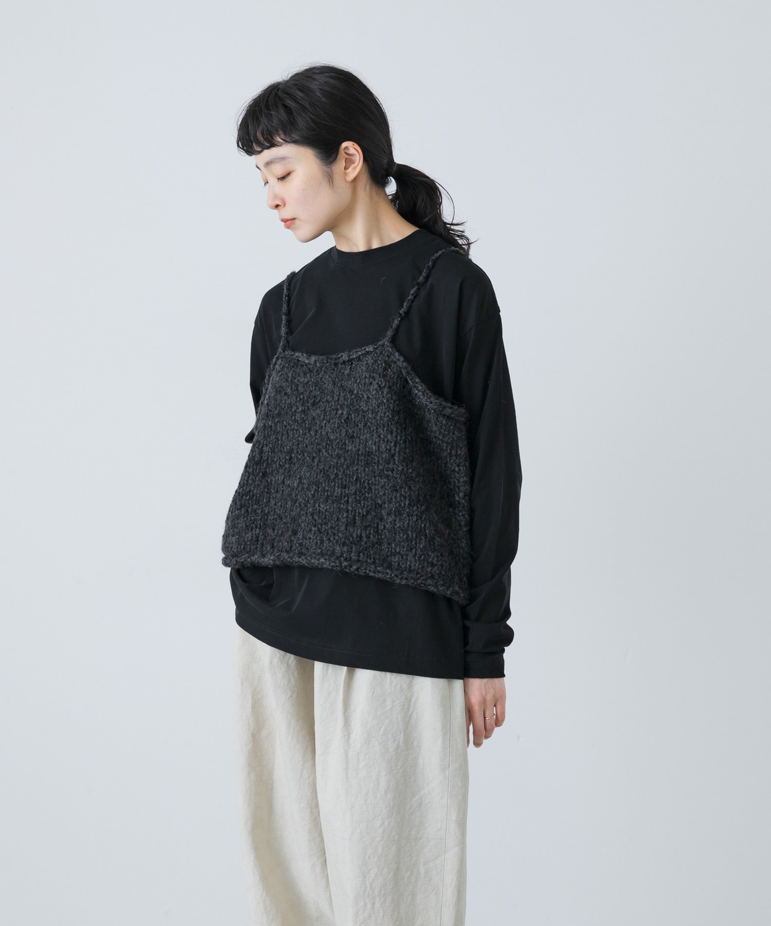 アルパカウールブークレニットキャミソール(Free L.BEIGE