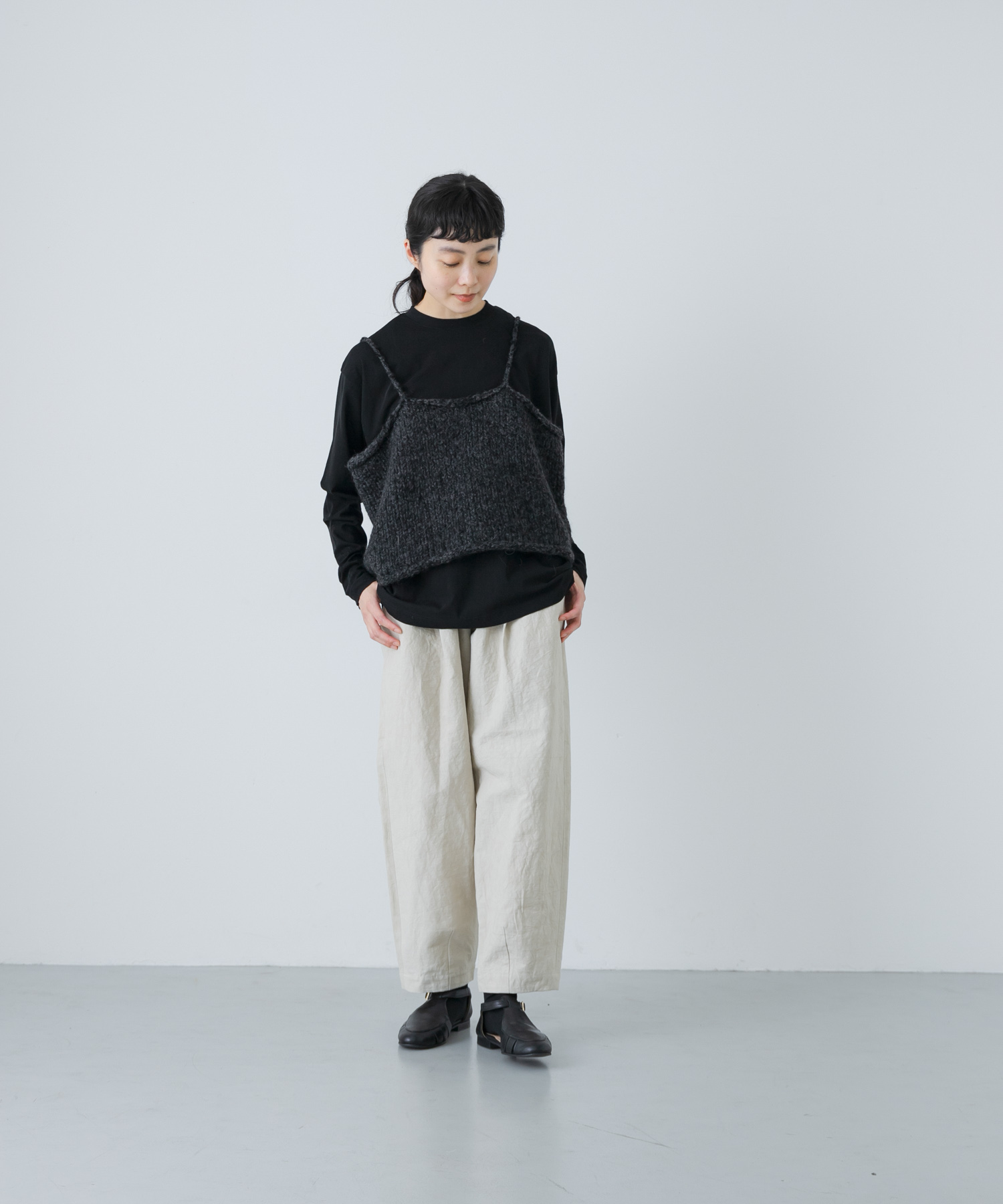 新品タグ付き　かぐれ　アルパカウールブークレニットキャミソール　アーバンリサーチ アルパカウールブークレニットキャミソール(Free L.BEIGE): トップス