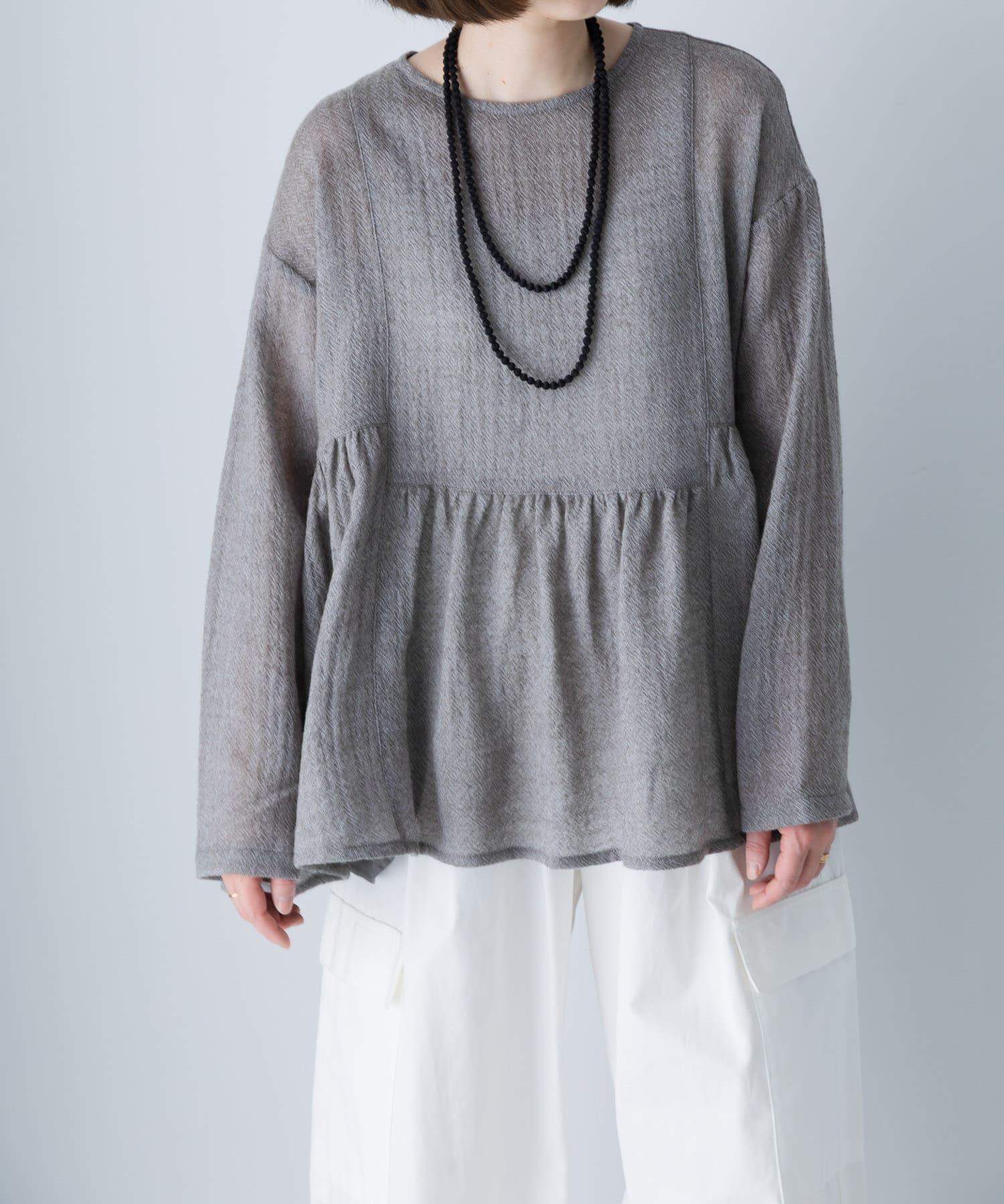 ウールガーゼギャザープルオーバー