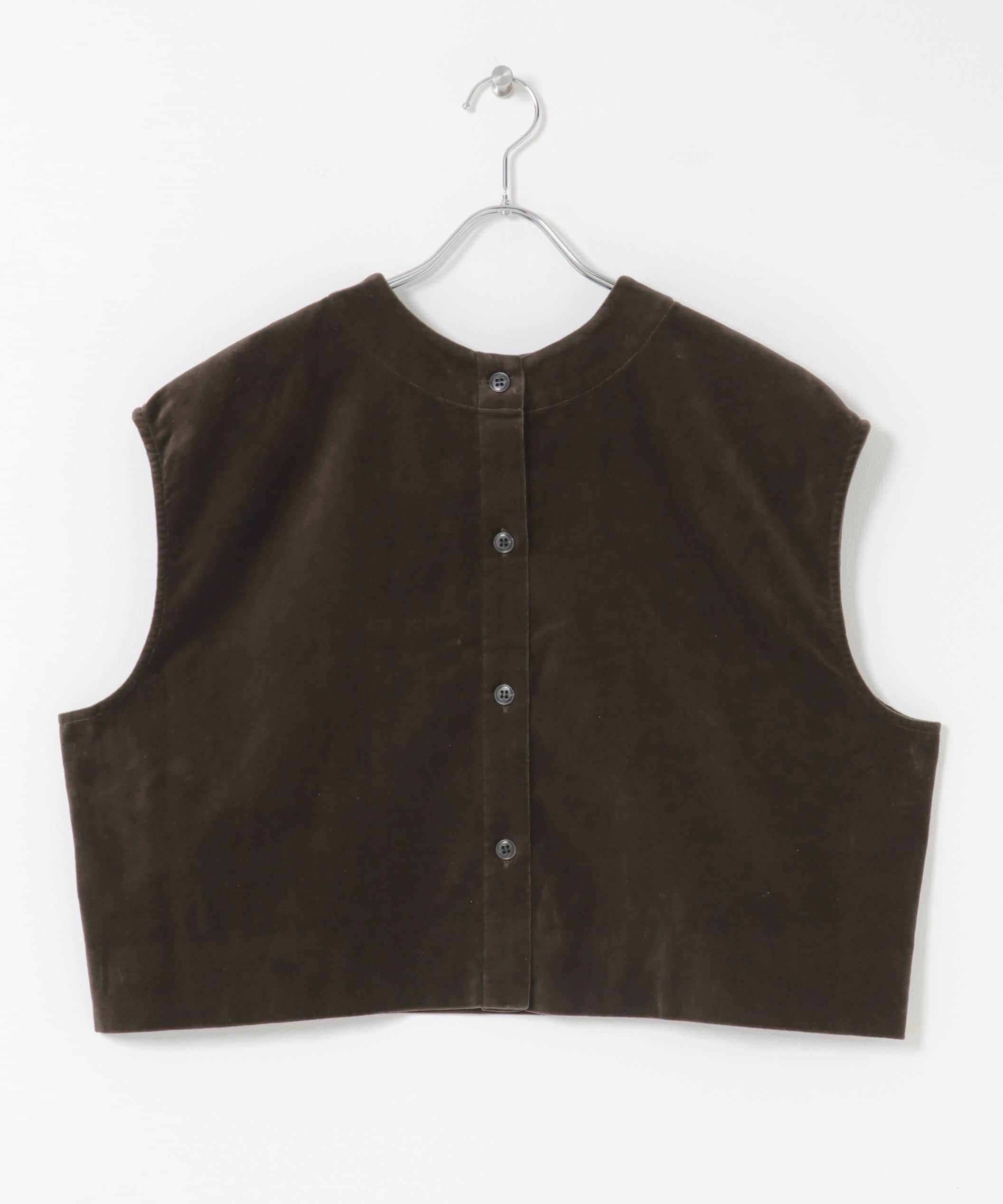 コットンベルベット2WAYベスト BROWN Free