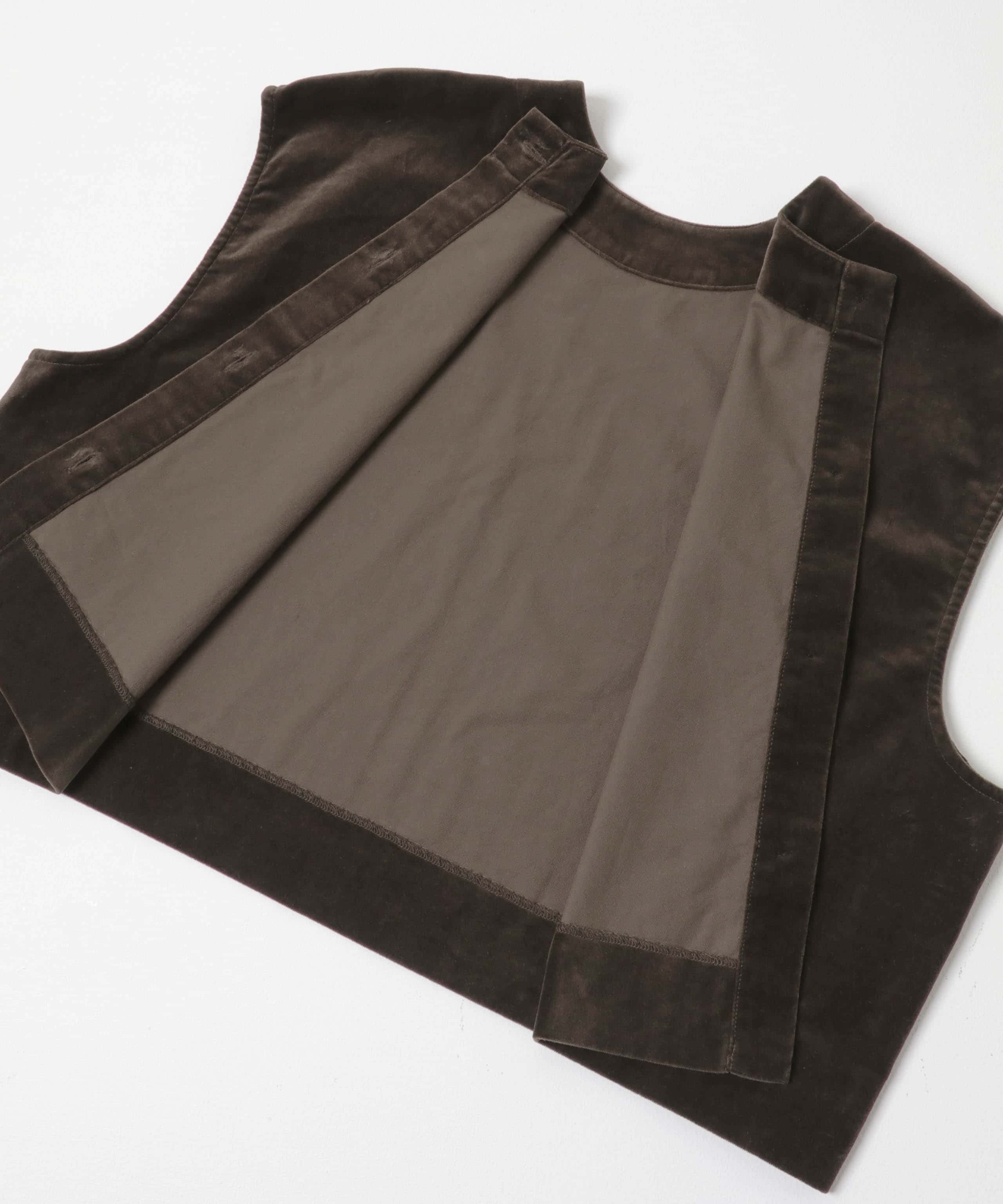 コットンベルベット2WAYベスト BROWN Free