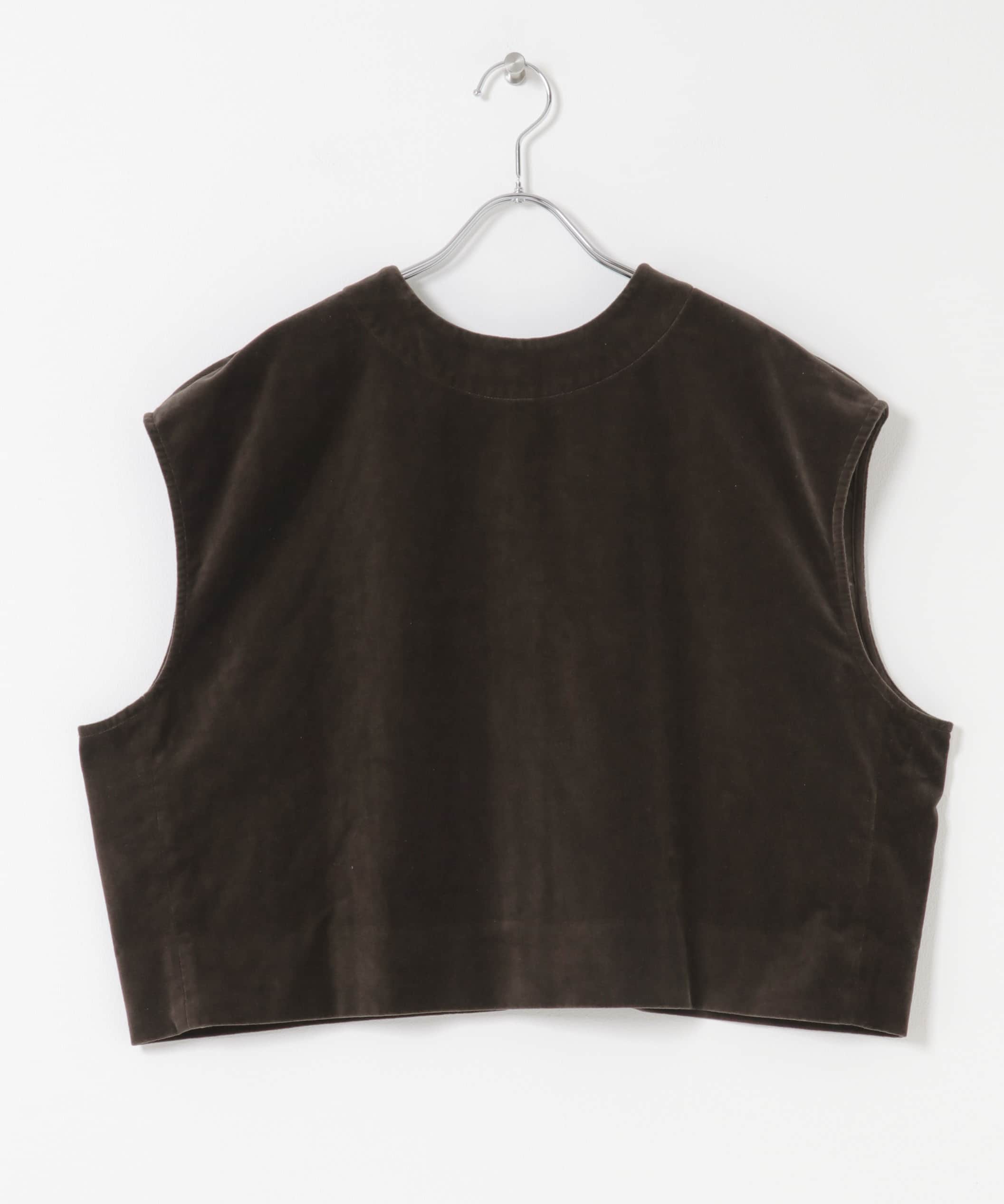 コットンベルベット2WAYベスト BROWN Free
