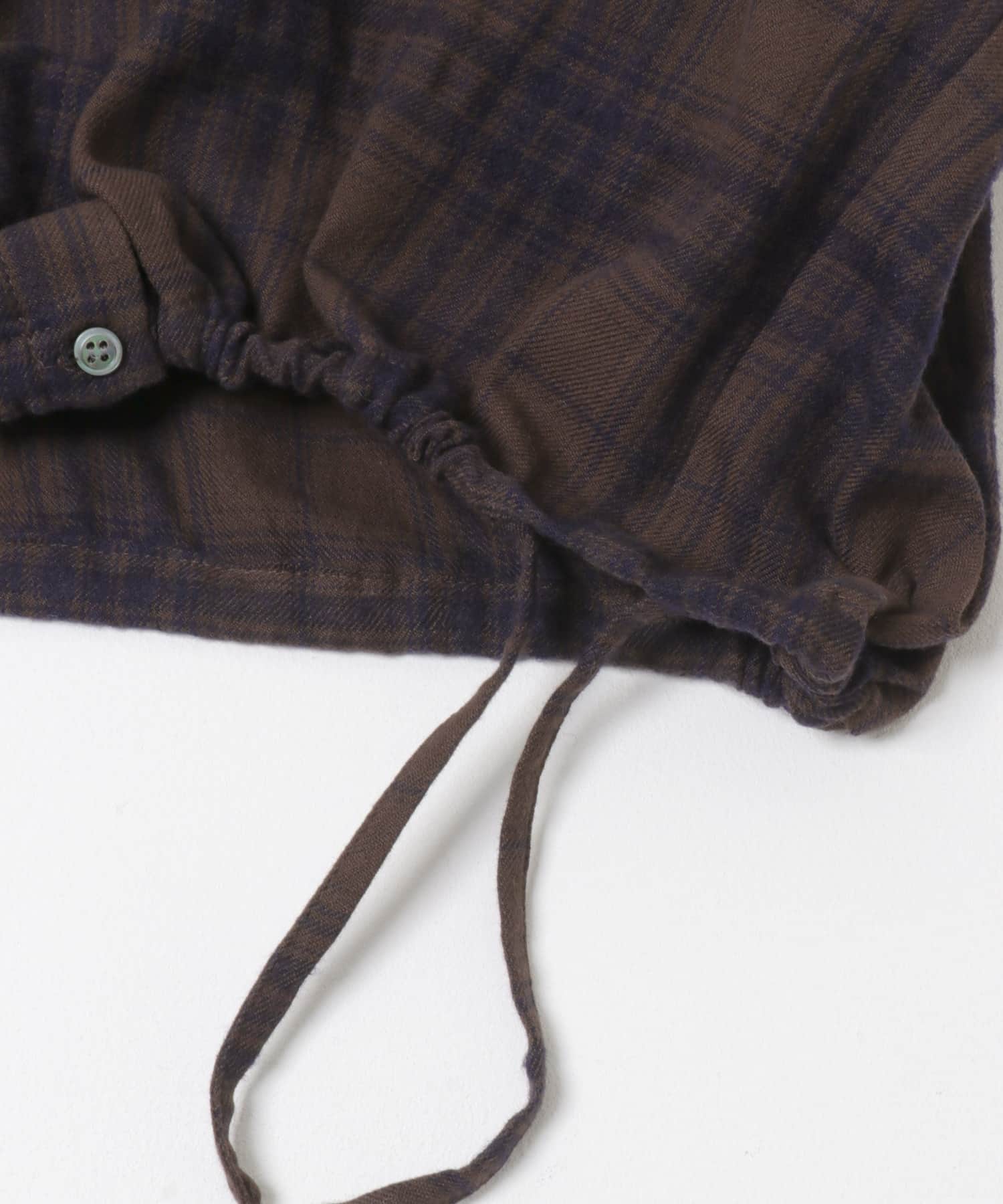 シャドーチェックドロストカーディガン BROWN Free