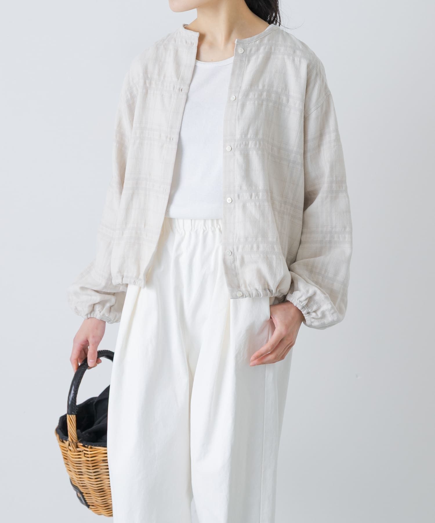 シャドーチェックドロストカーディガン