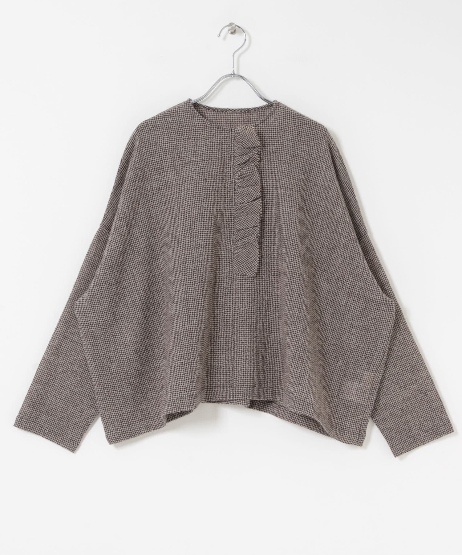 ウールワイドフリルプルオーバー CHECK Free