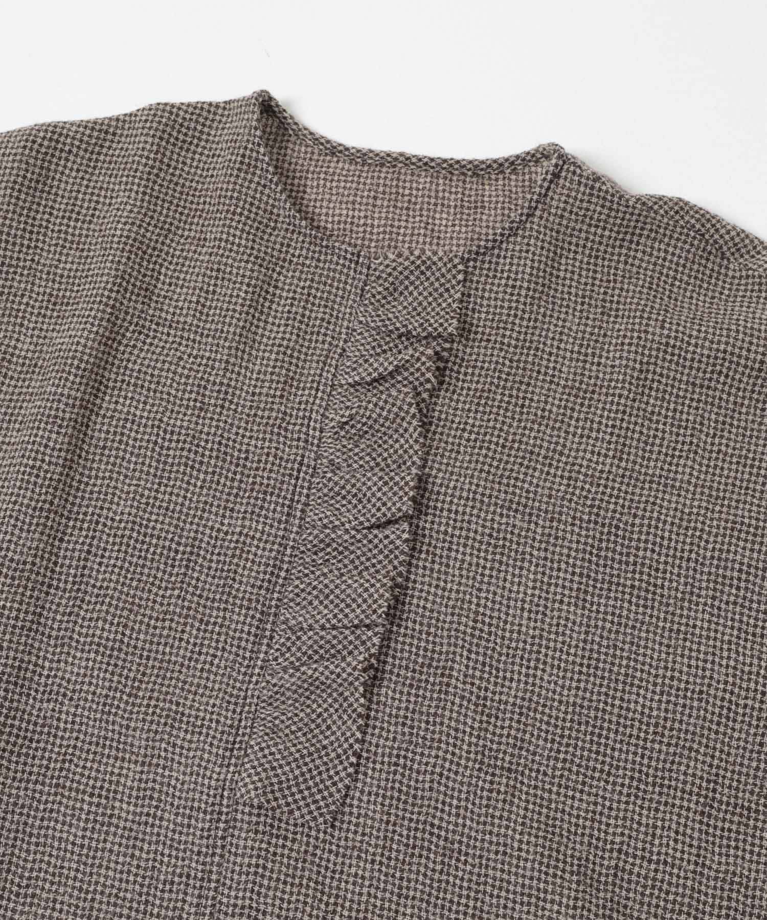 ウールワイドフリルプルオーバー CHECK Free