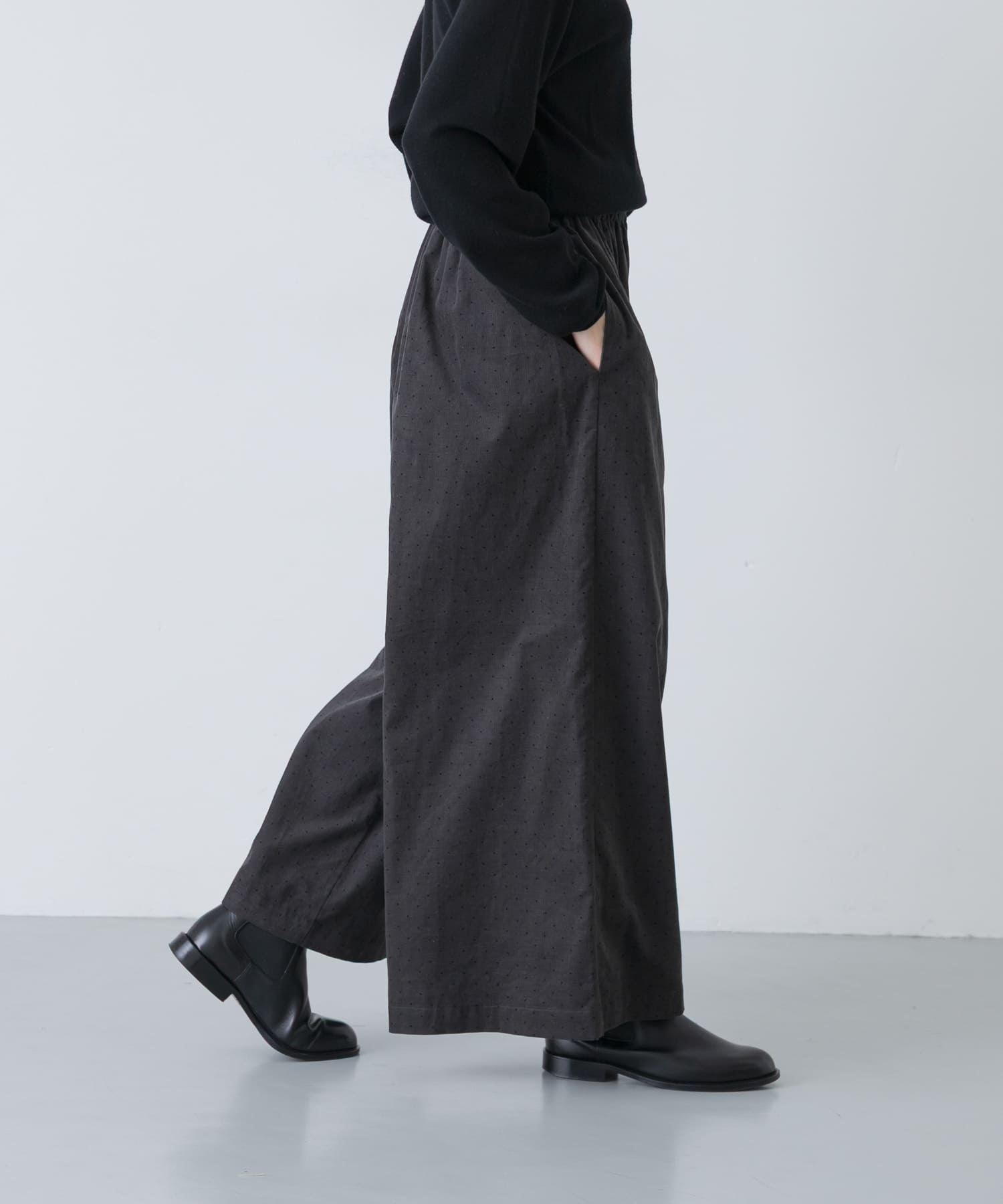 ドットコーデュロイワイドパンツ