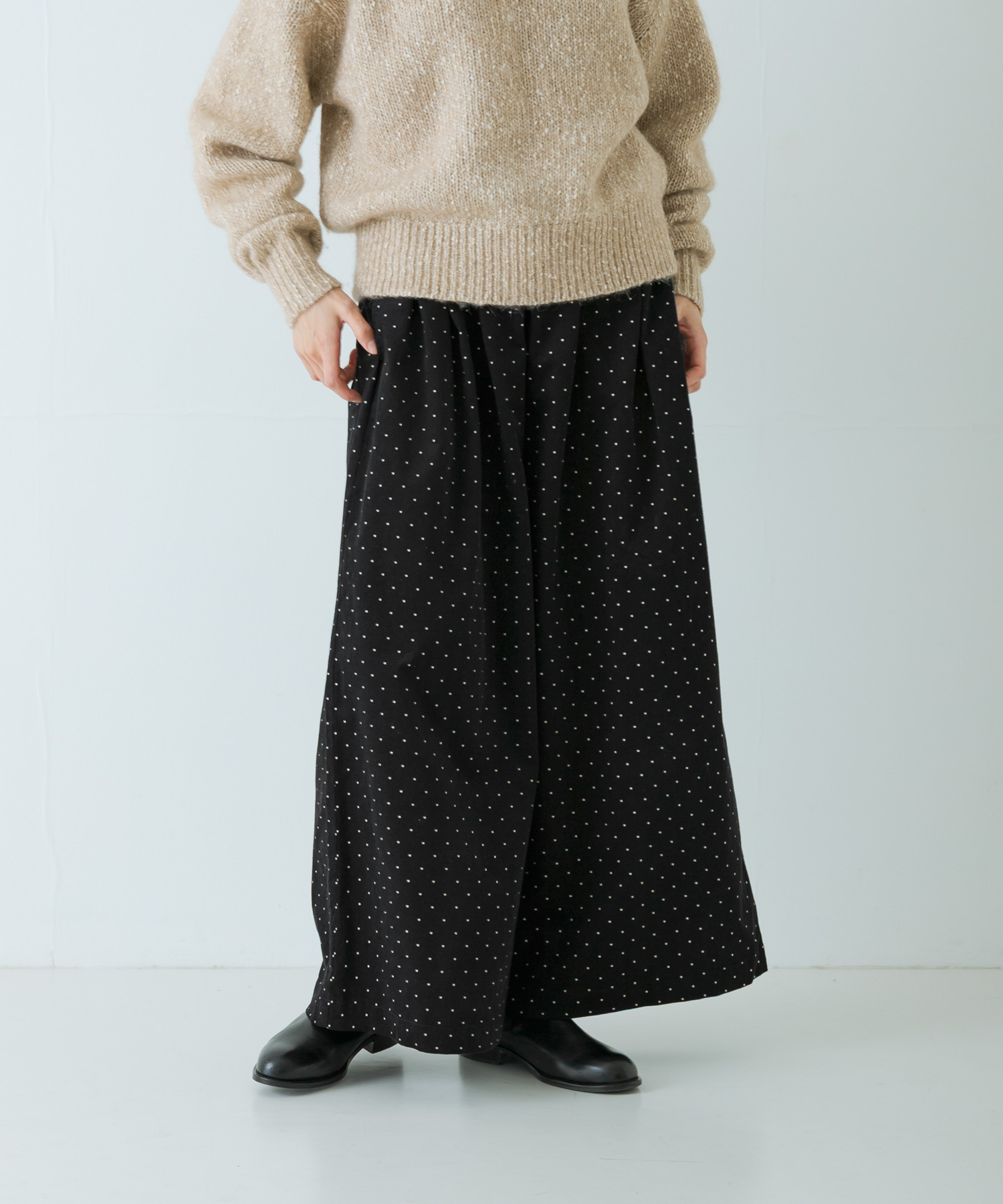 ドットコーデュロイワイドパンツ