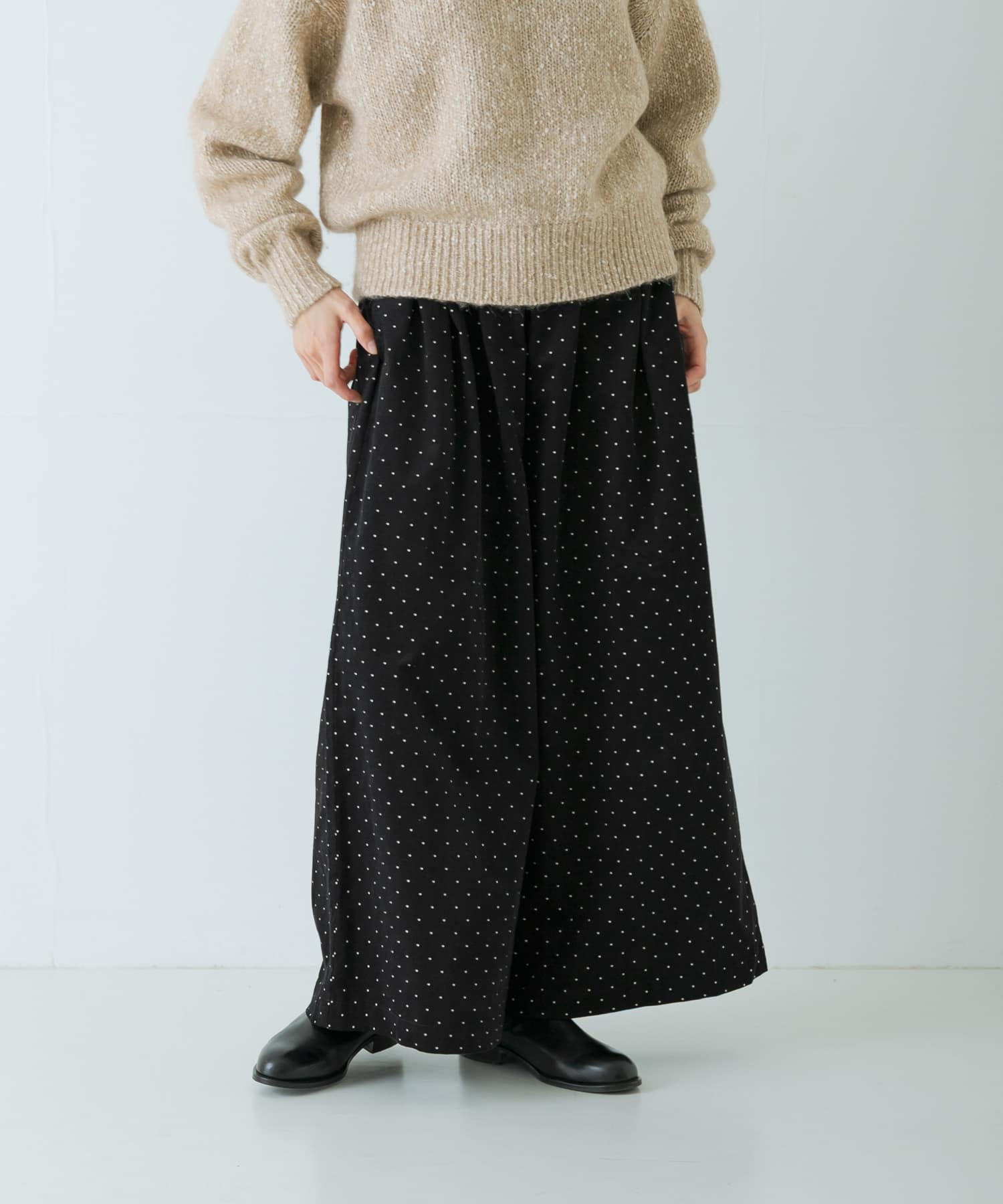 ドットコーデュロイワイドパンツ