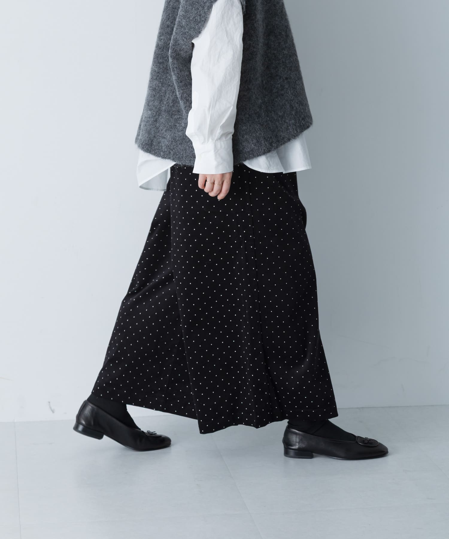 ドットコーデュロイワイドパンツ