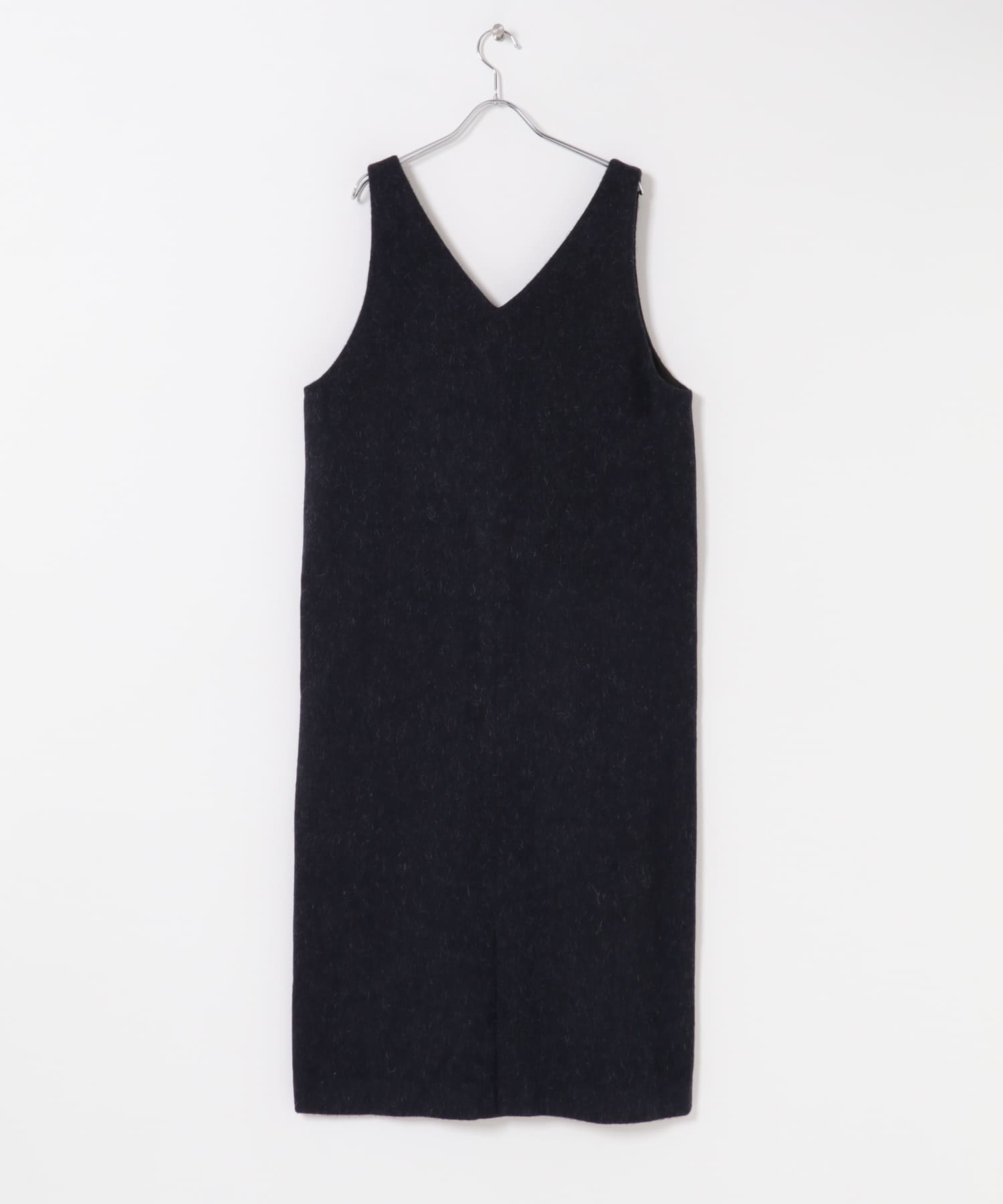 Vネックウールシャギーワンピース CHARCOAL Free