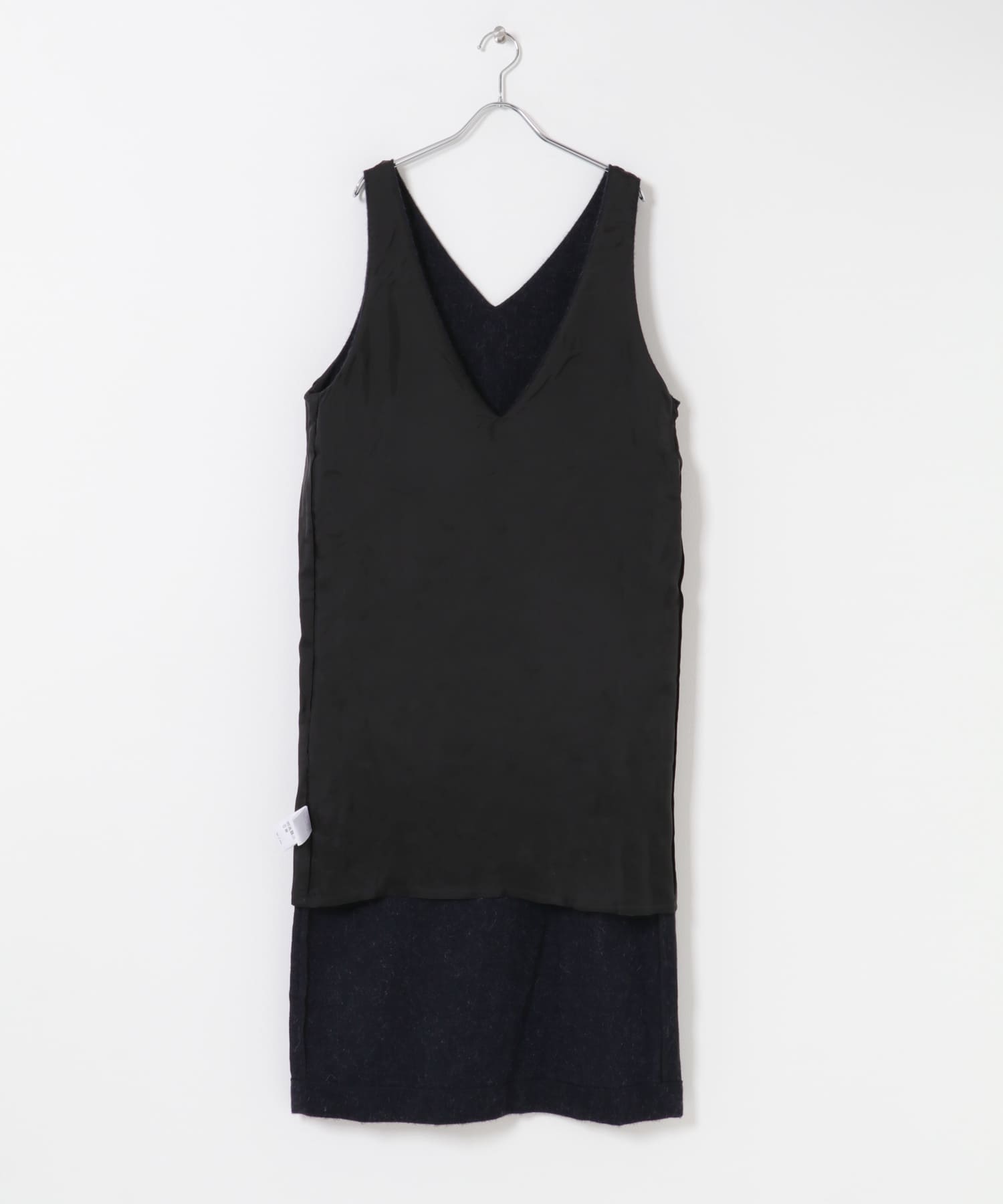 Vネックウールシャギーワンピース CHARCOAL Free