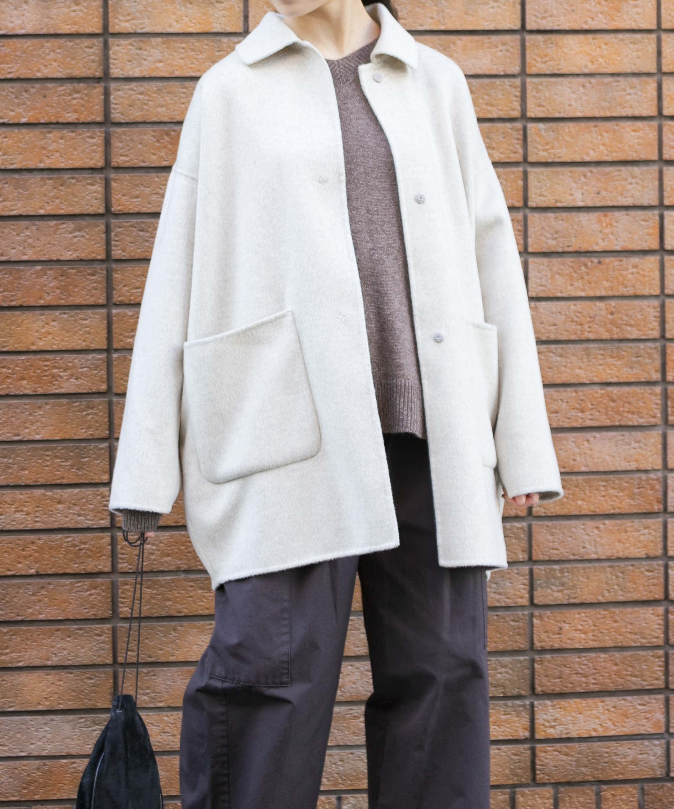 ウールステンカラーショートコート