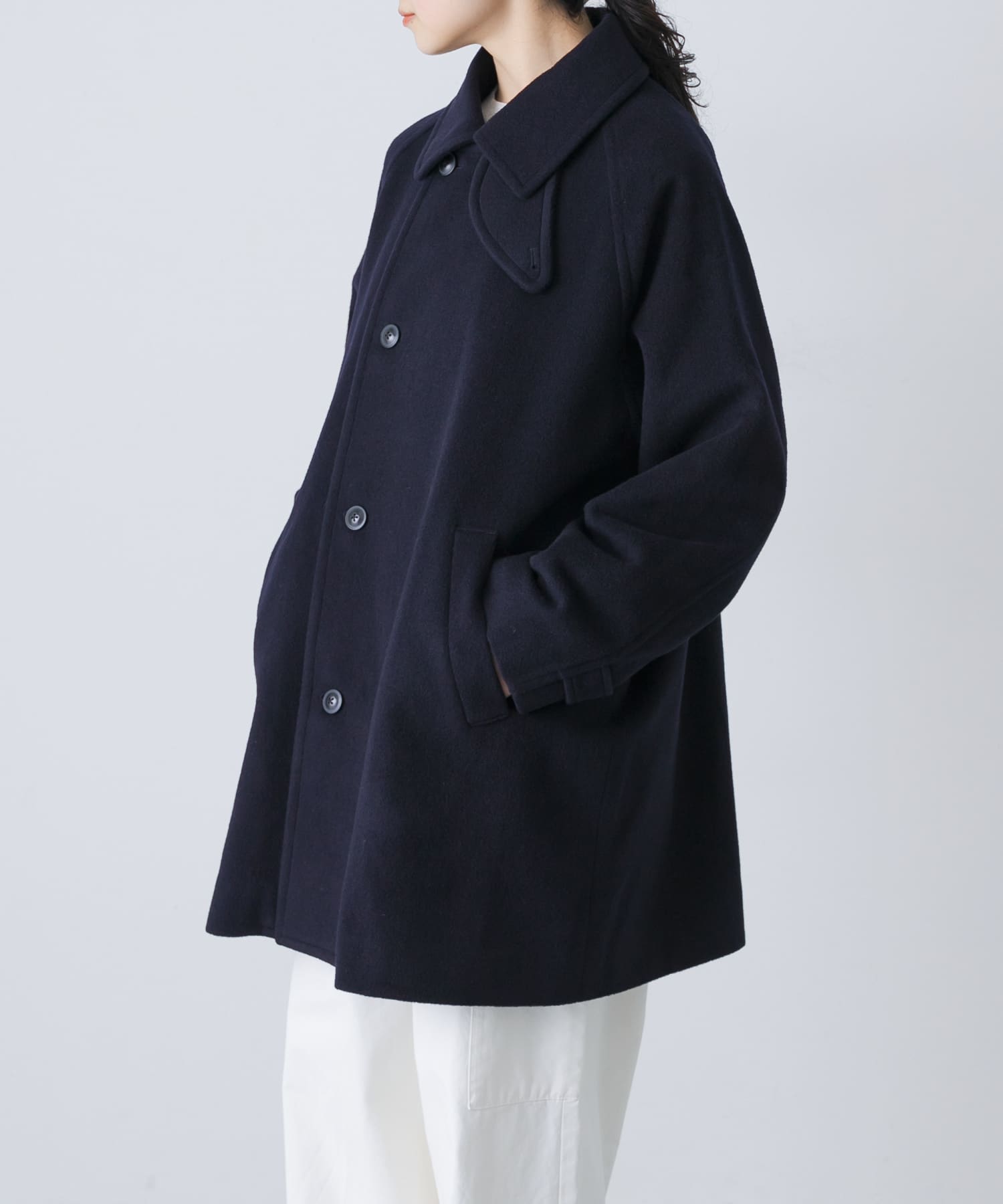 ネイビー　新品タグ付き　かぐれ　ウールシングルロングPコート　アーバンリサーチ かぐれ（カグレ）の「ウールシングルロングPコート（ピーコート