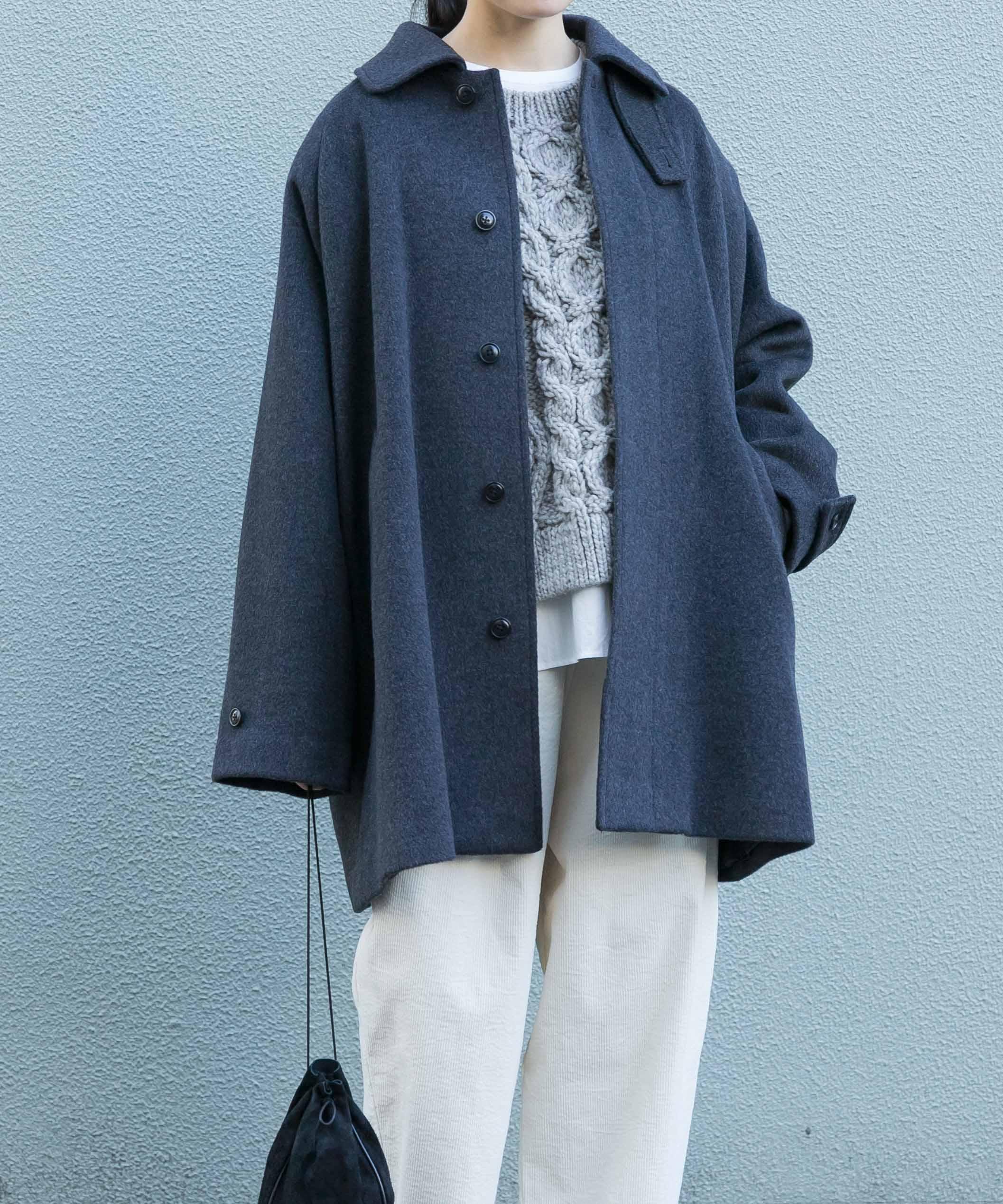 ウールバックタックショートコート