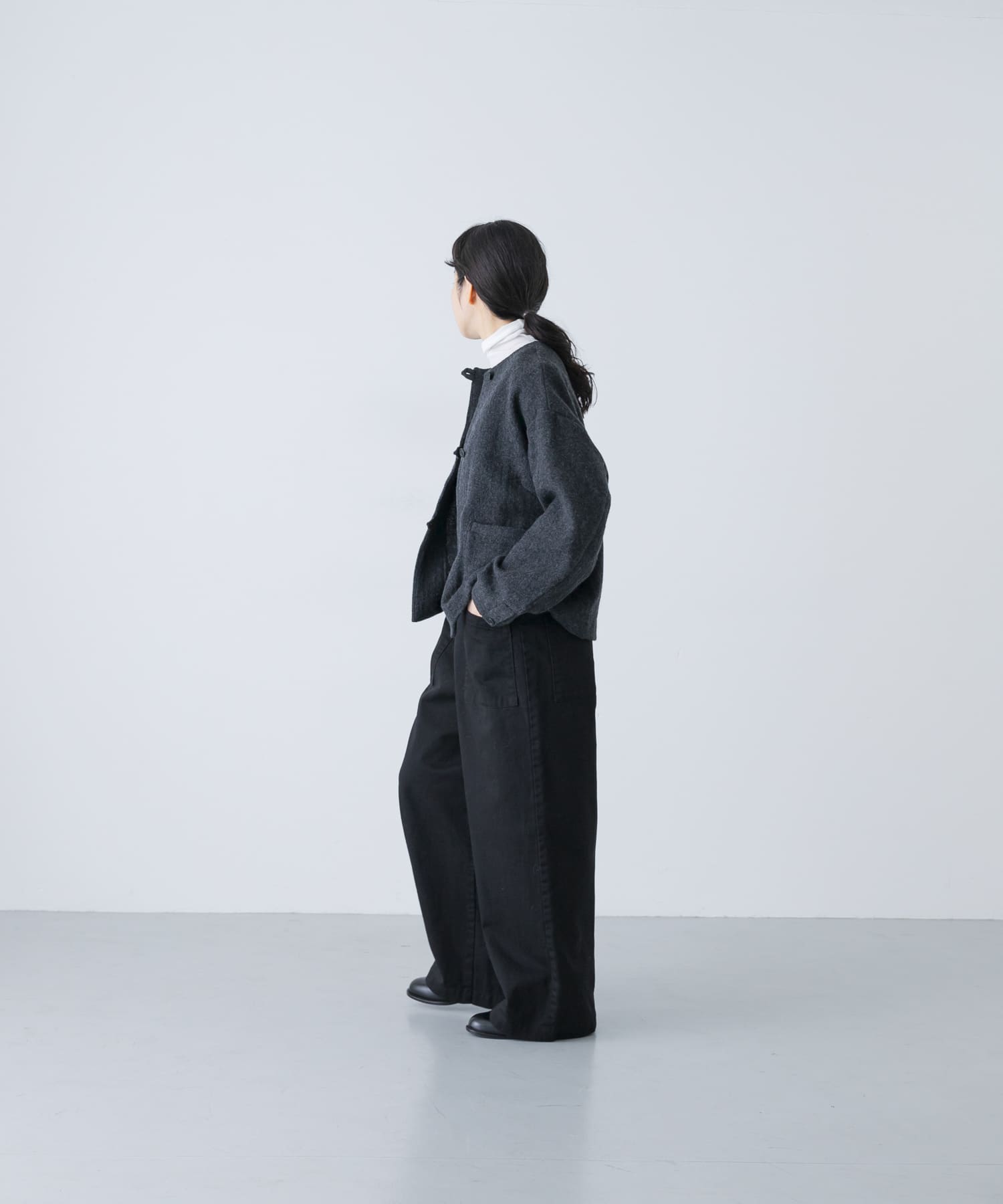 専用ですかぐれ新品未使用値札付き　ウールリネンクールネックジャケット黒　日本製 ウールクルーネックジャケット(Free BLACK): アウター｜URBAN RESEARCH