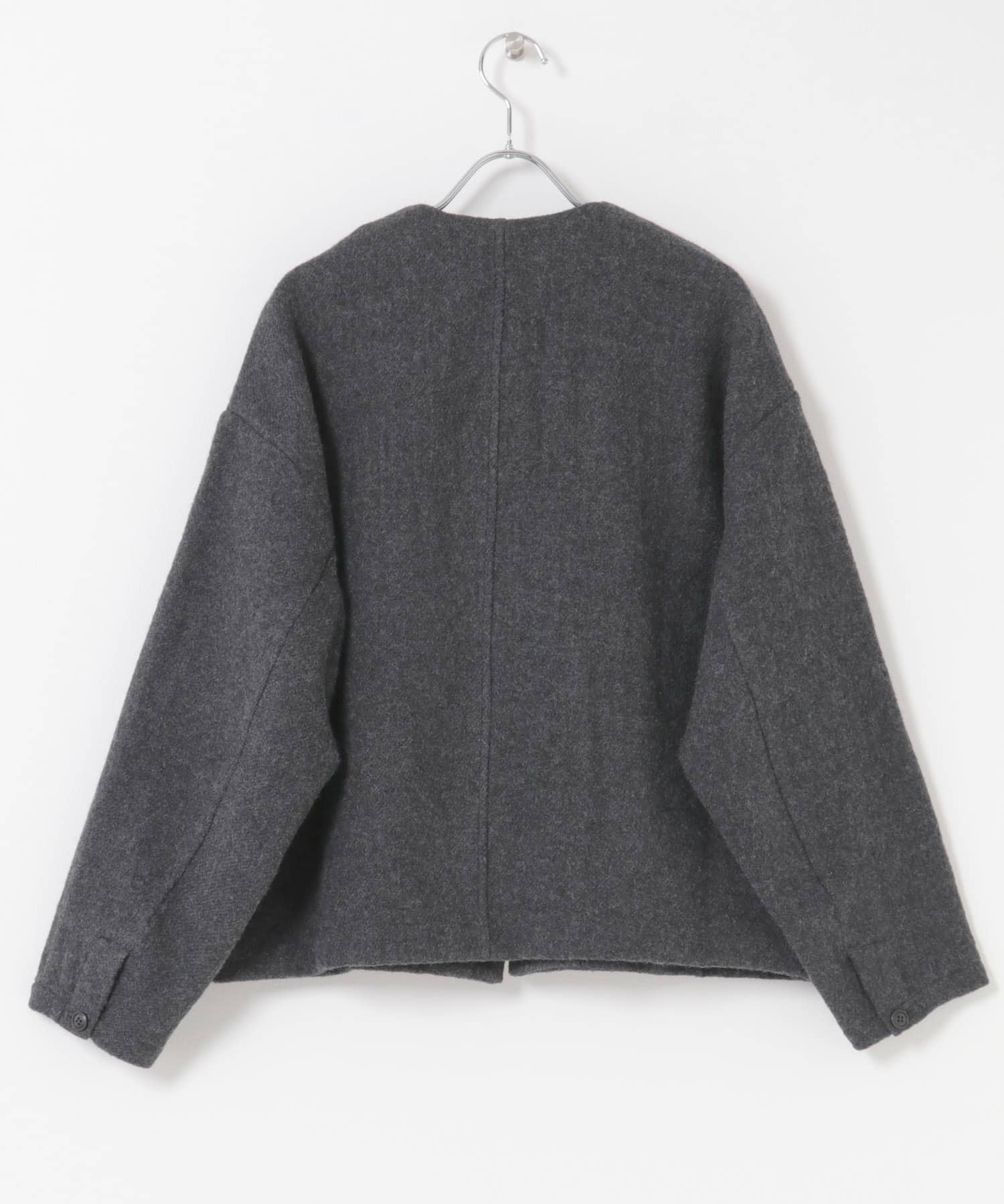 かぐれ ウールノーカラージャケット ブラック F かぐれ（カグレ）の「ウールノーカラージャケット（ノーカラー