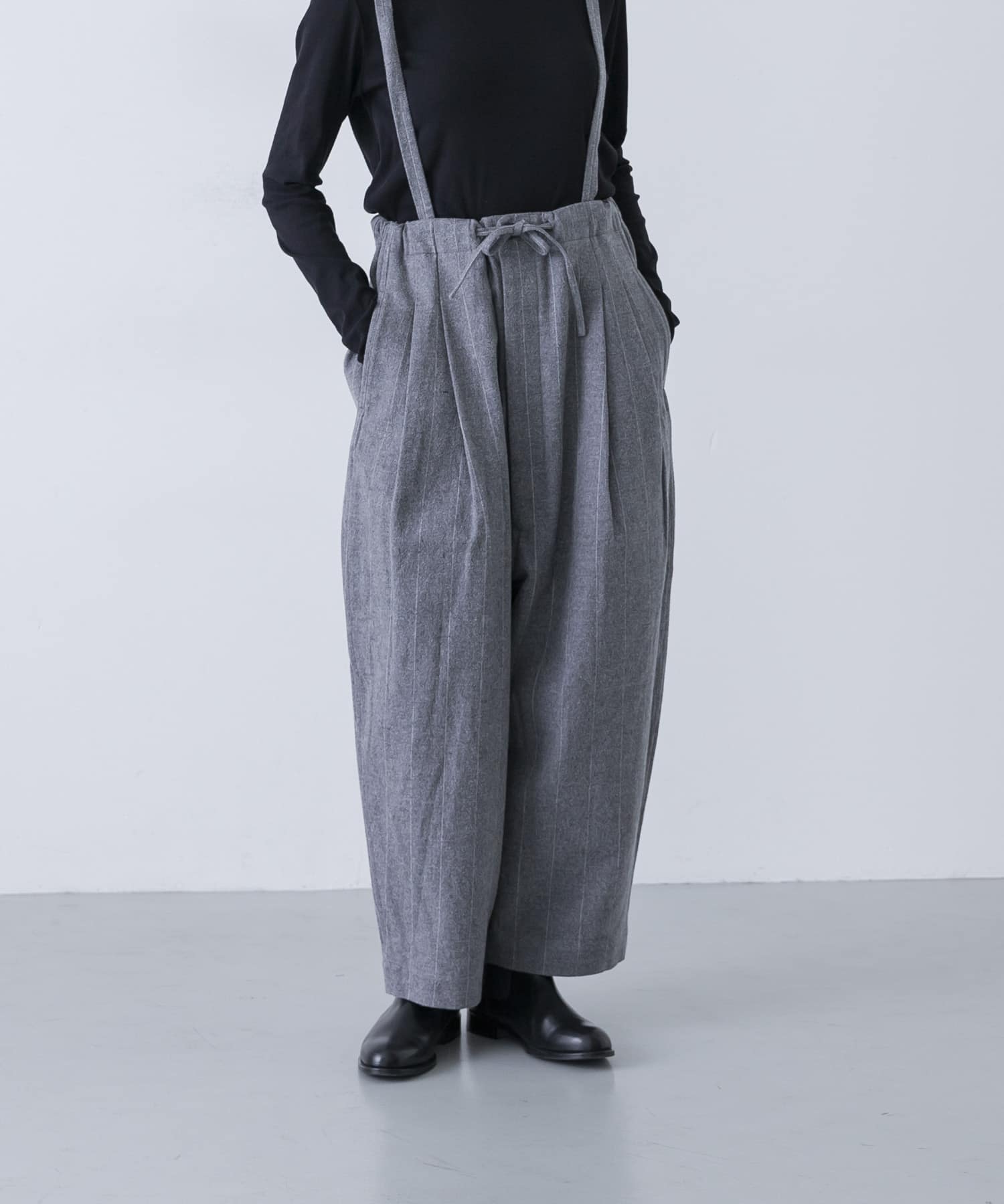 HAVERSACK C/Lピンストライプサロペットパンツ(0 Top grey): ボトム