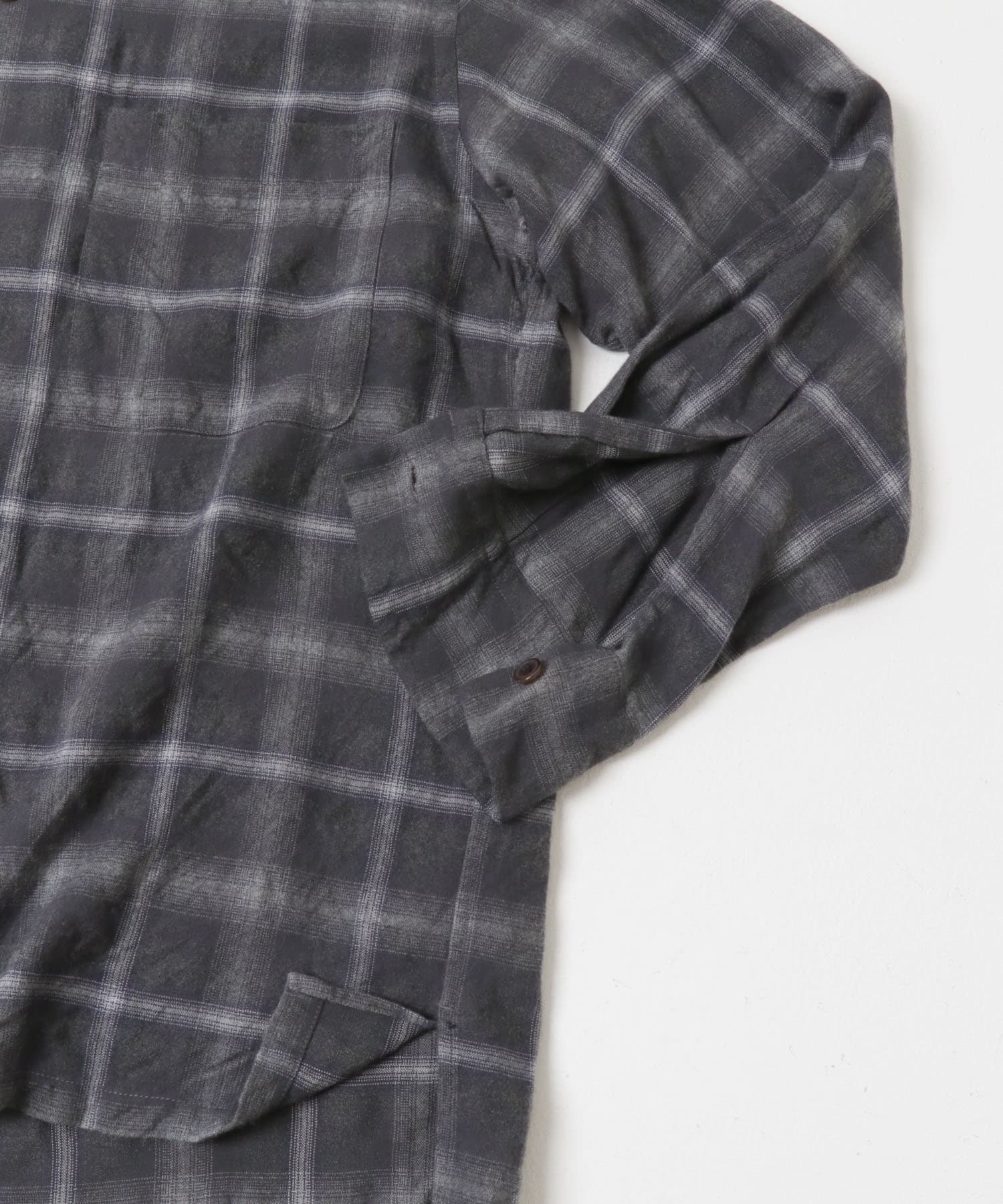 YLEVE　CHECK OPEN/C SHIRTS GREY CHECK 1
