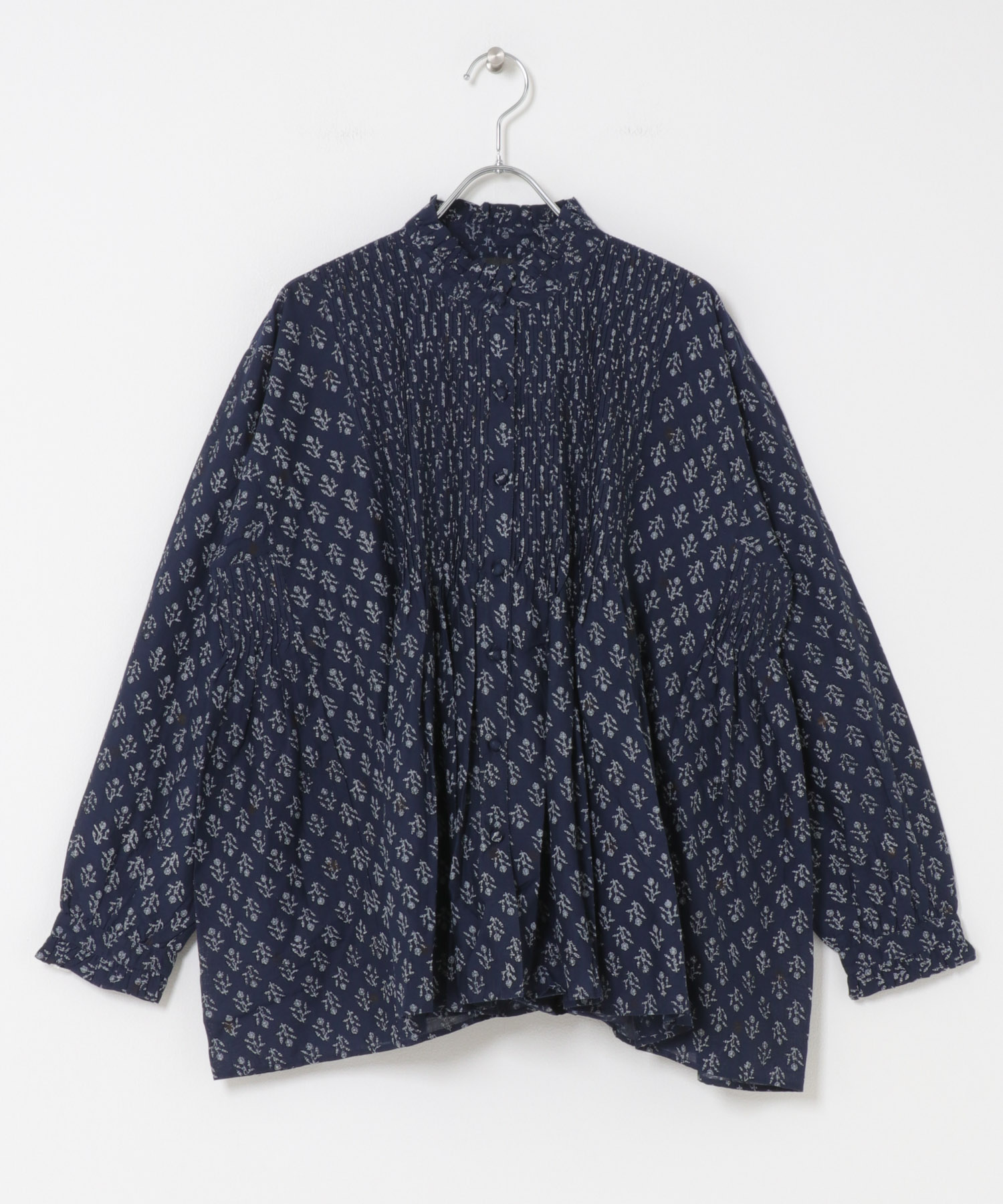 maison de soil　FLOWER BLOCK PRINT SHIRT