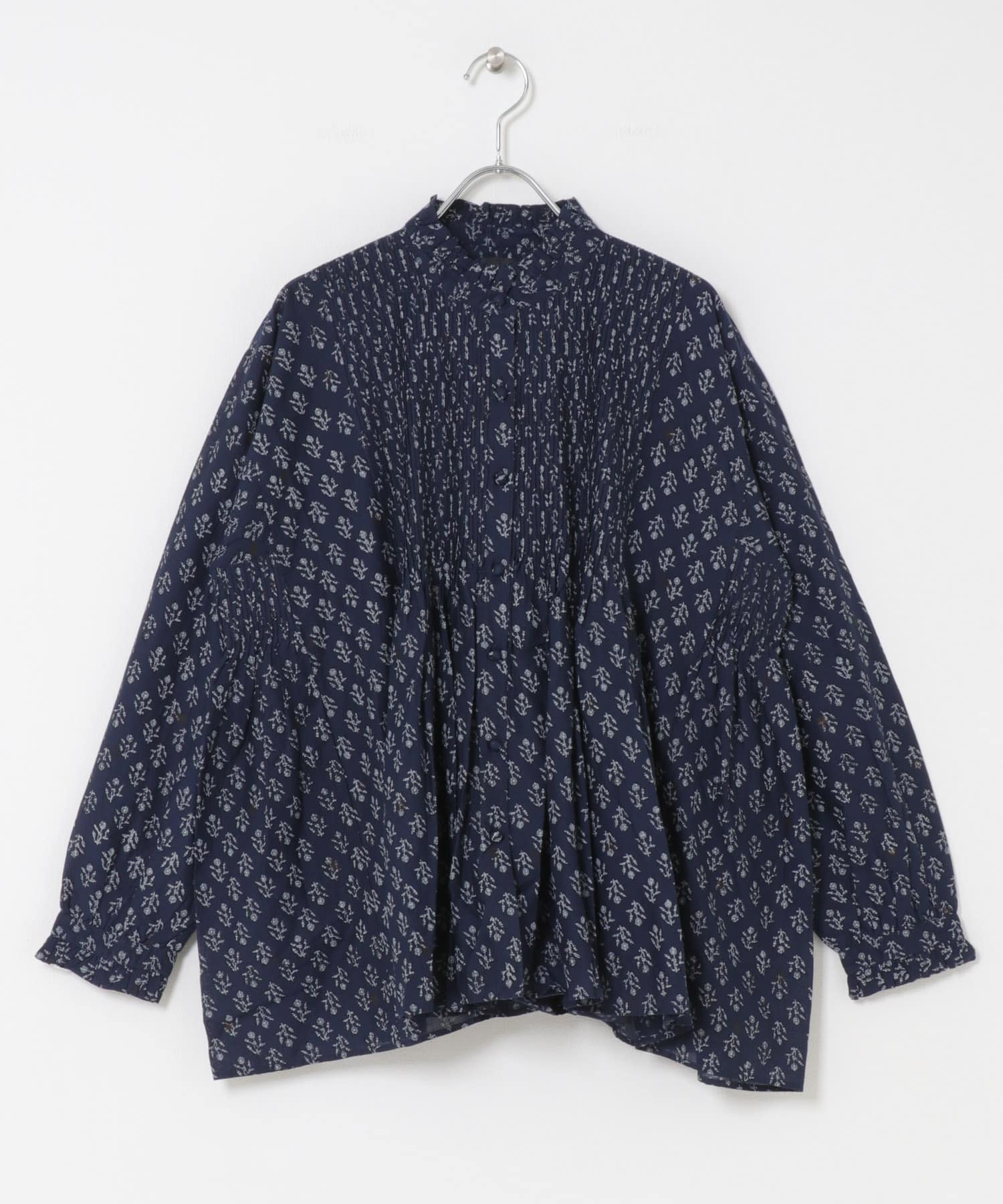 maison de soil　FLOWER BLOCK PRINT SHIRT