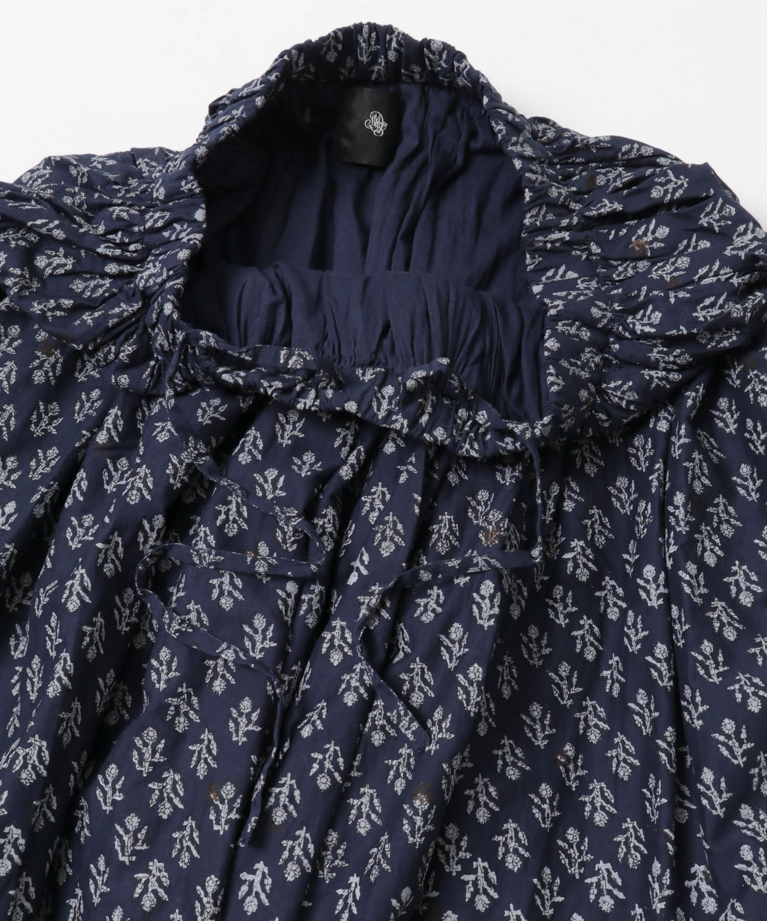 maison de soil　FLOWER BLOCK PRINT SKIRT NVY 2