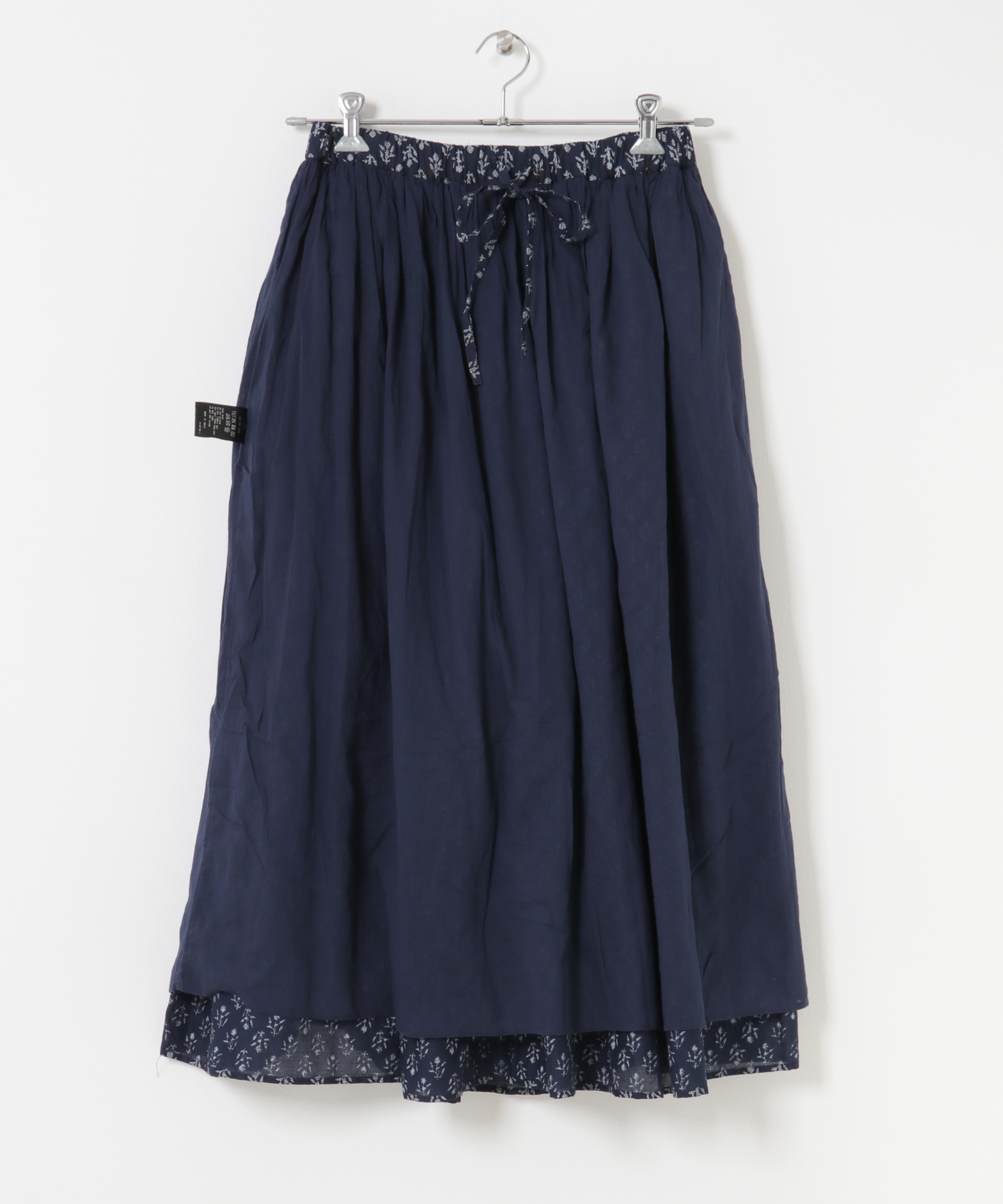 maison de soil　FLOWER BLOCK PRINT SKIRT NVY 2