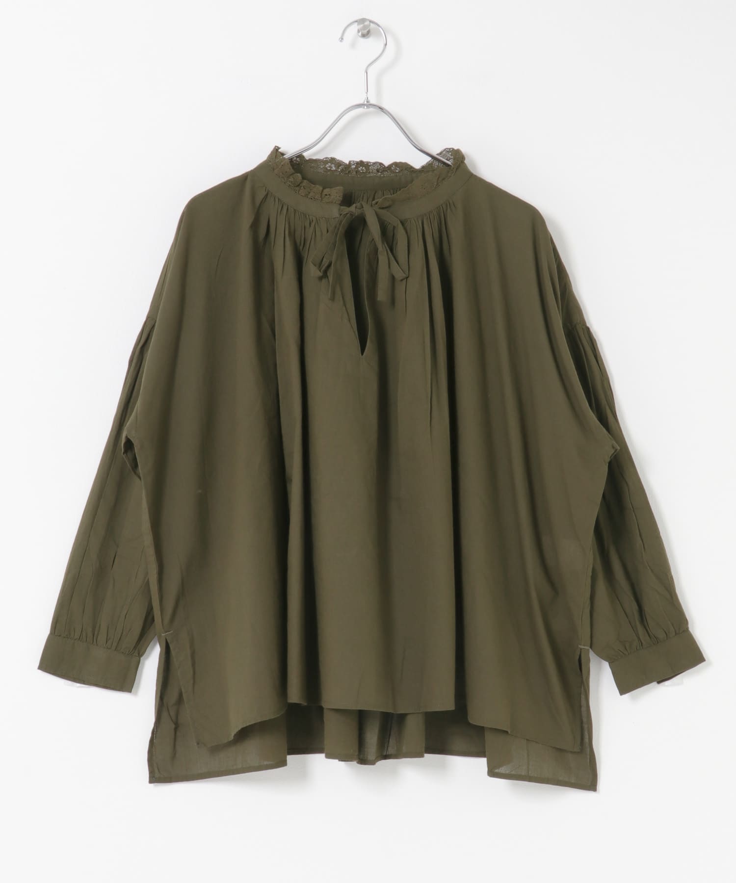 SOIL　LACE STRING GATHERED SHIRTS