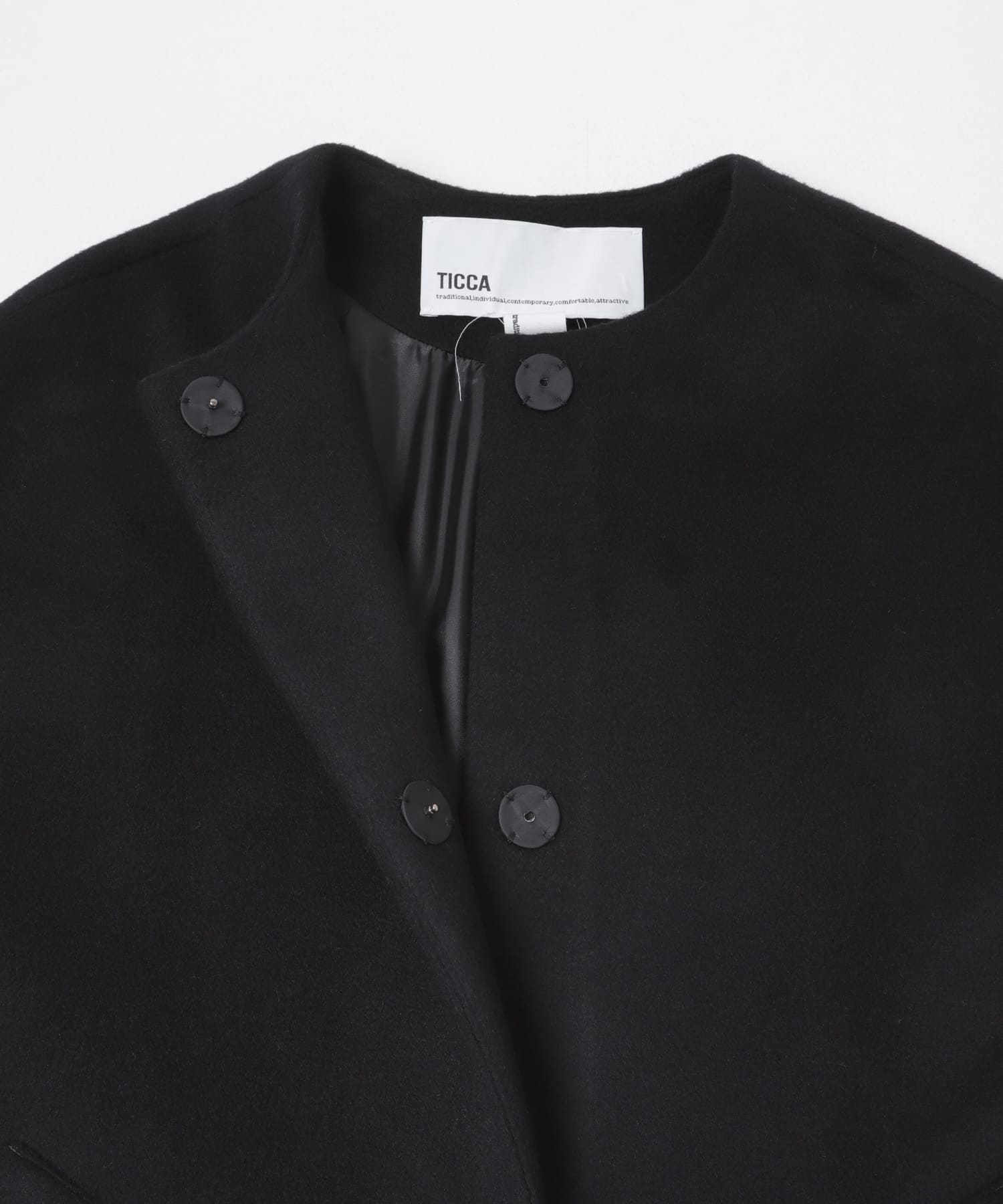 TICCA　ノーカラーテントコート black FREE