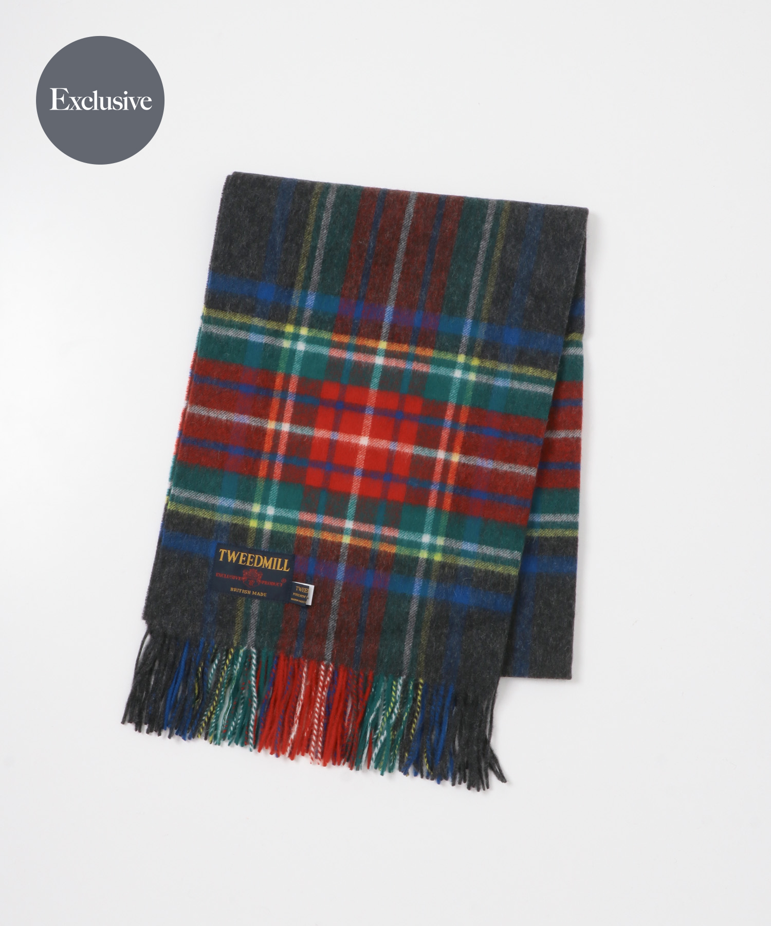 『一部別注カラー』TWEED MILL　Lambswool Stole 別注C/GRY Free