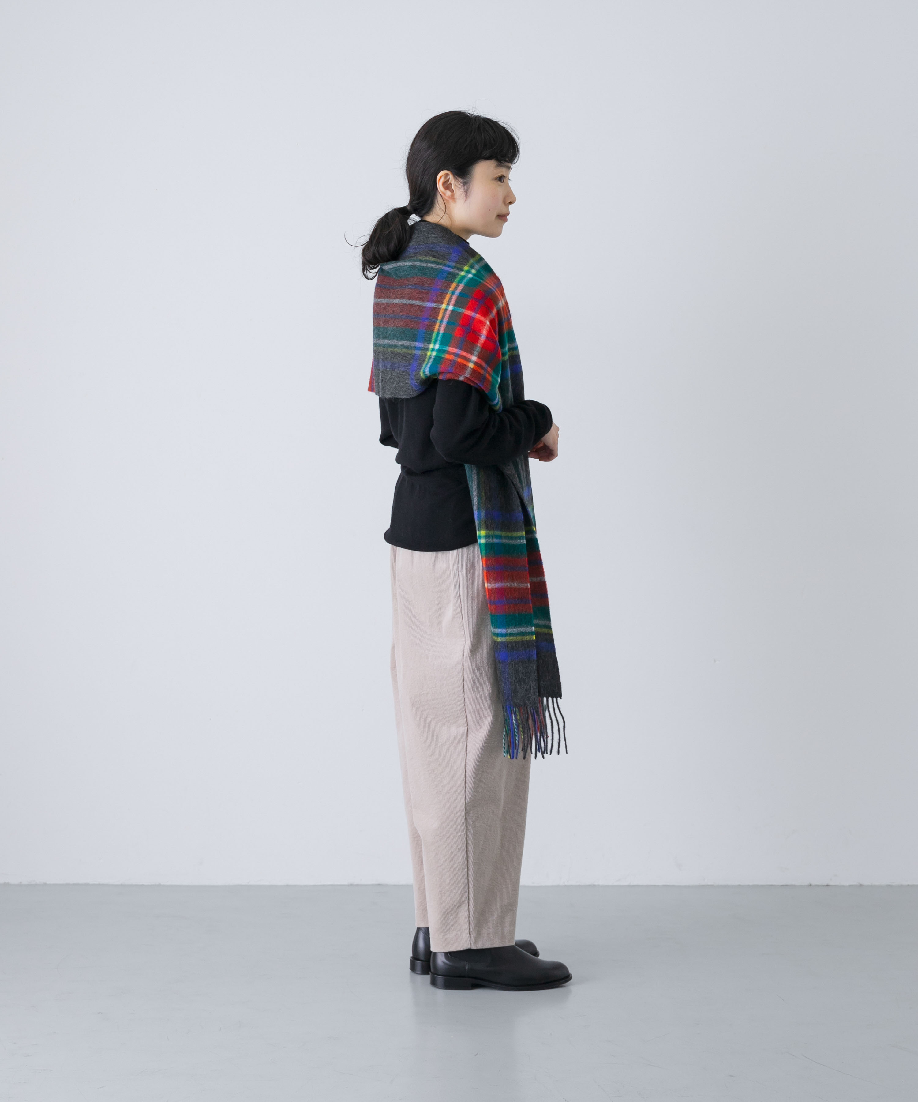 『一部別注カラー』TWEED MILL　Lambswool Stole 別注C/GRY Free