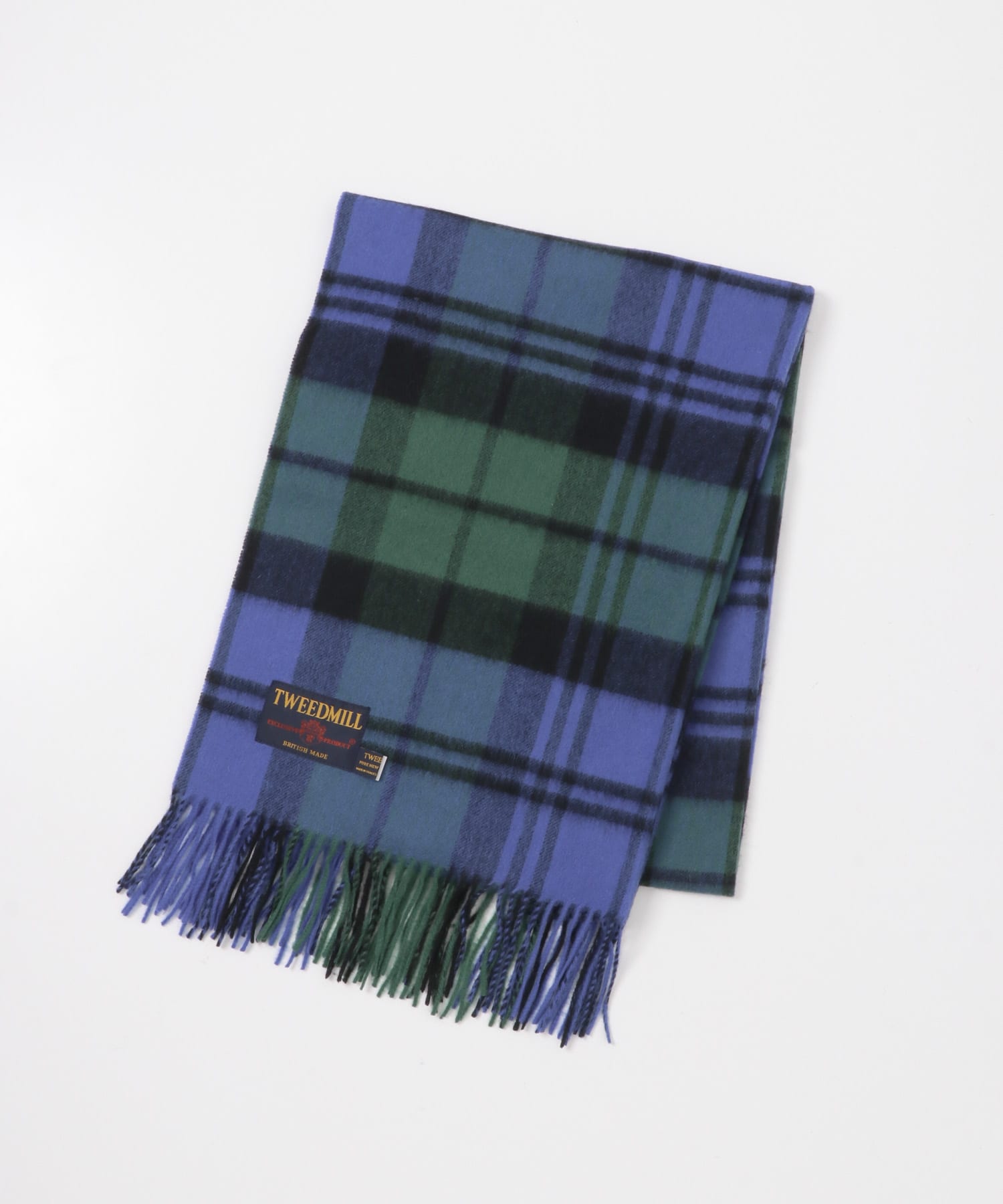 『一部別注カラー』TWEED MILL　Lambswool Stole BLU/GRN Free
