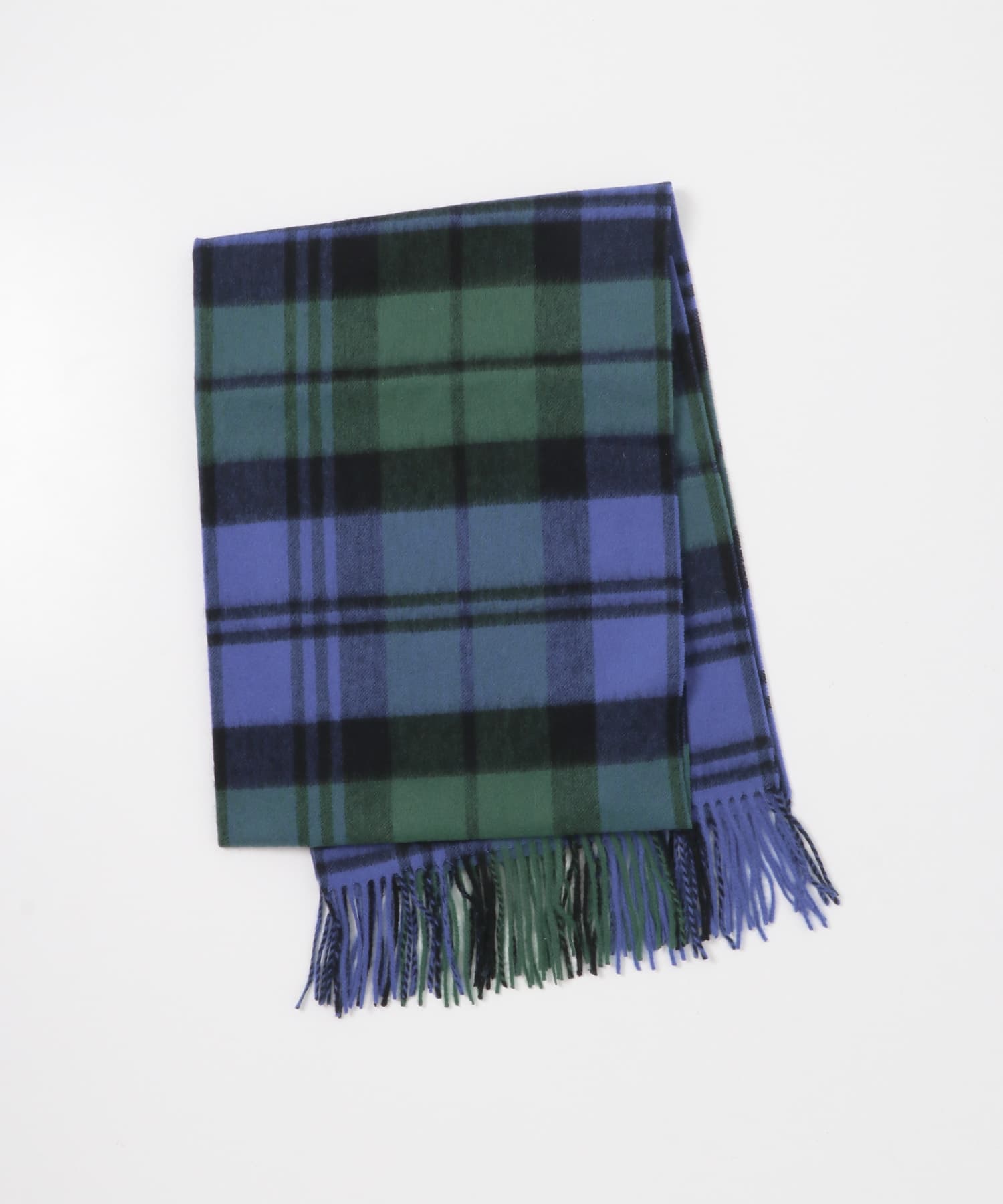 『一部別注カラー』TWEED MILL　Lambswool Stole BLU/GRN Free