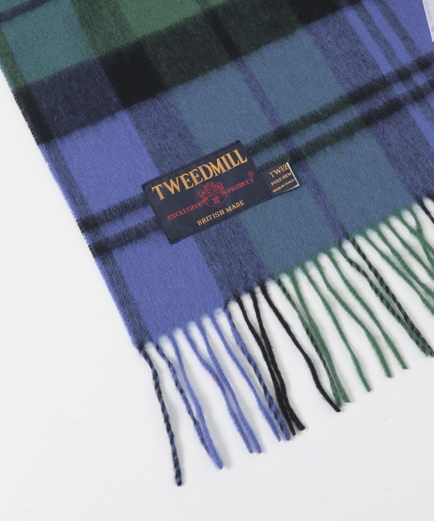 『一部別注カラー』TWEED MILL　Lambswool Stole BLU/GRN Free