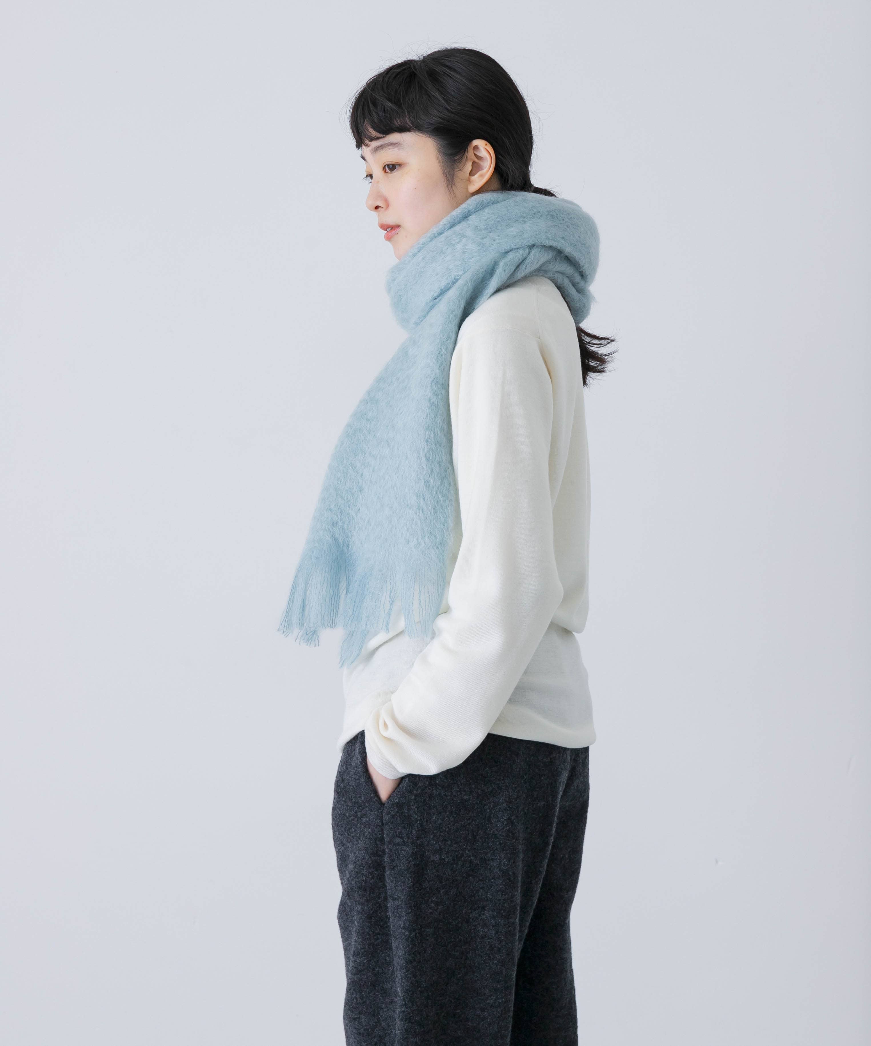 814 Ezcaray　SCARF LISO 424ライトブルー Free
