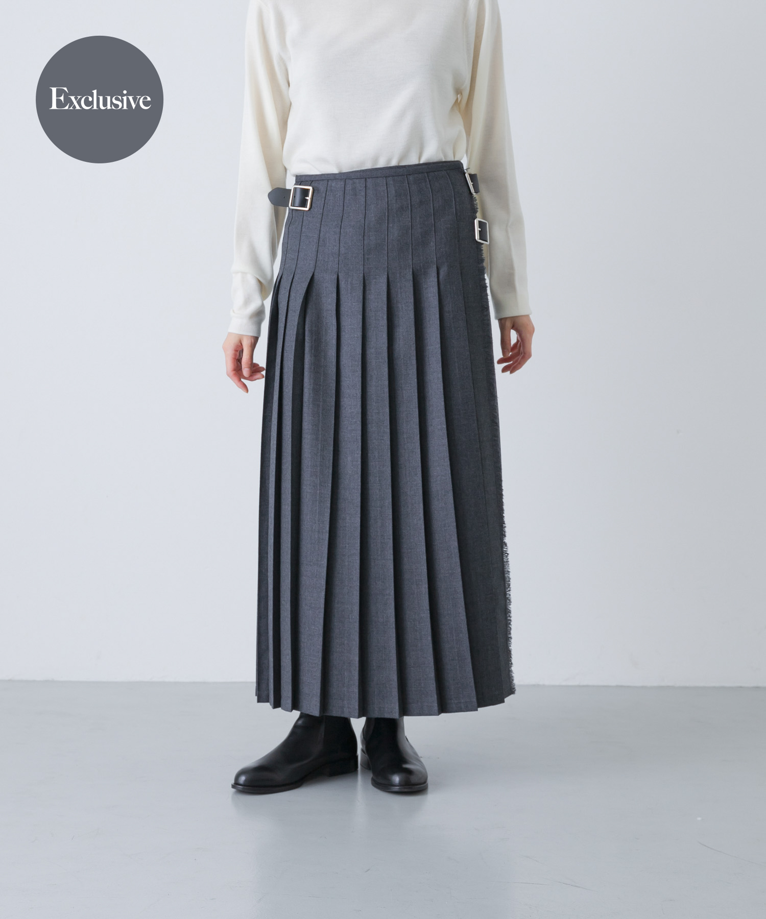 『別注』O’NEIL OF DUBLIN×かぐれ　PLEATS WRAP SKIRT
