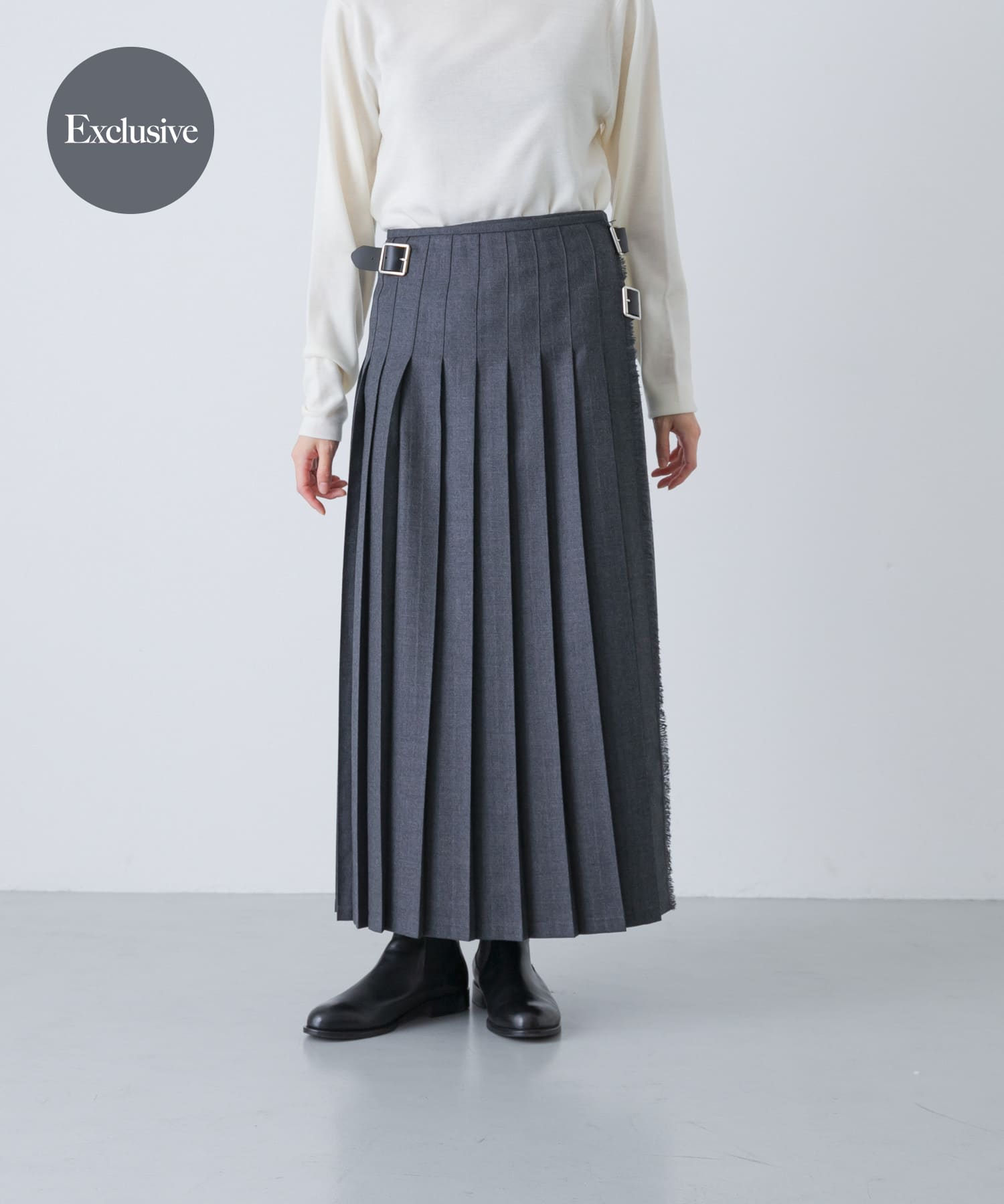 『別注』O’NEIL OF DUBLIN×かぐれ　PLEATS WRAP SKIRT