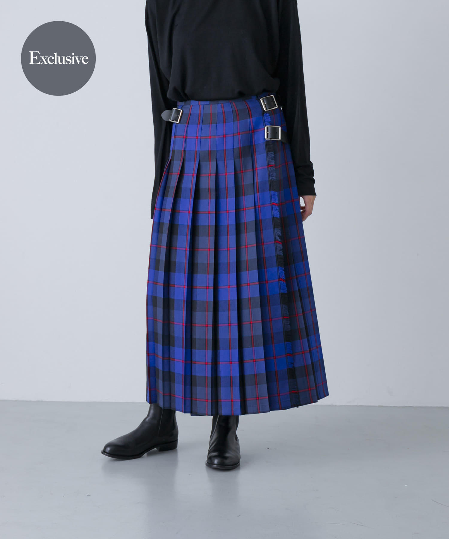 『別注』O’NEIL OF DUBLIN×かぐれ　PLEATS WRAP SKIRT