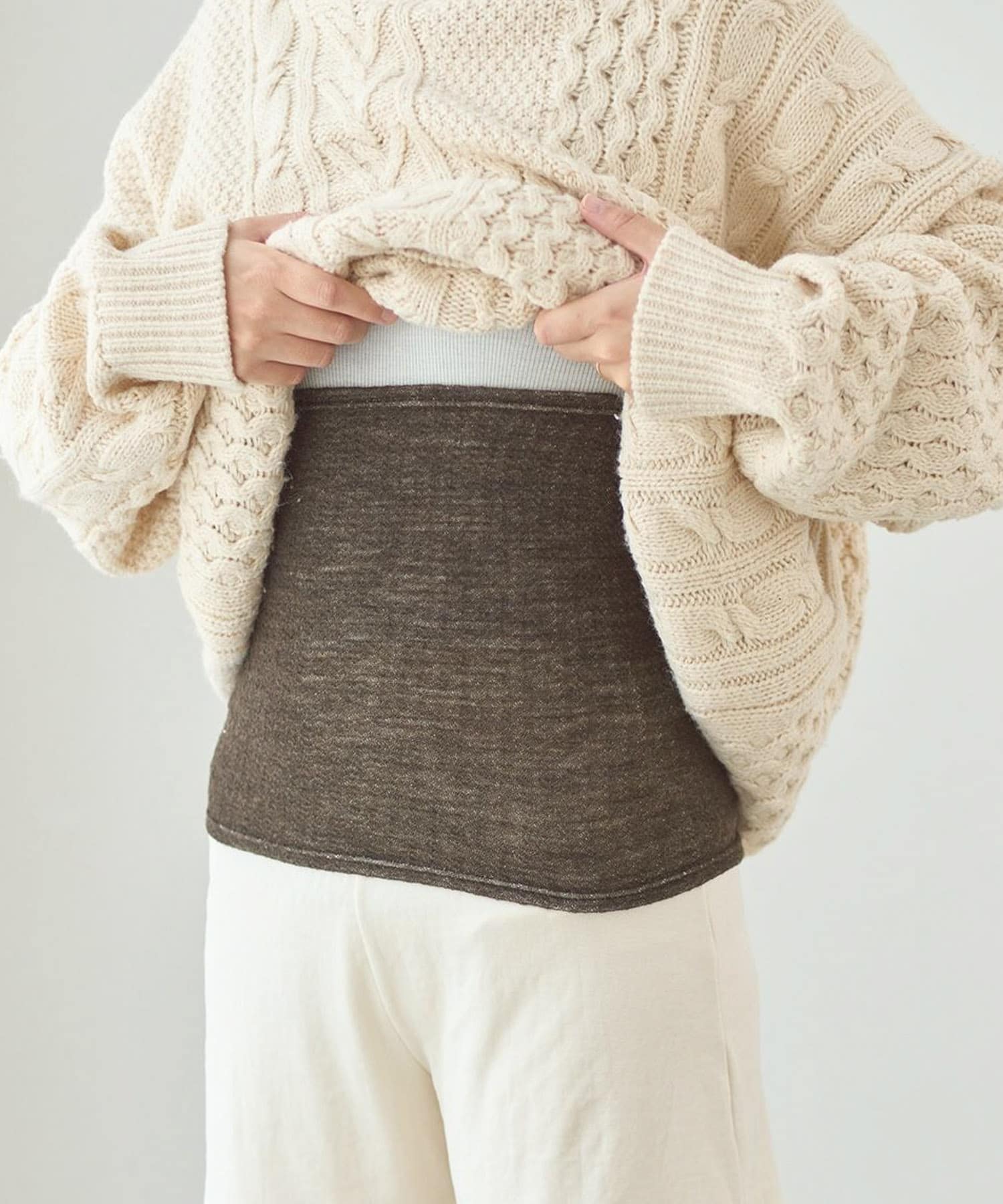 くらしきぬ　絹包 腹巻 ショート ブラウン Free