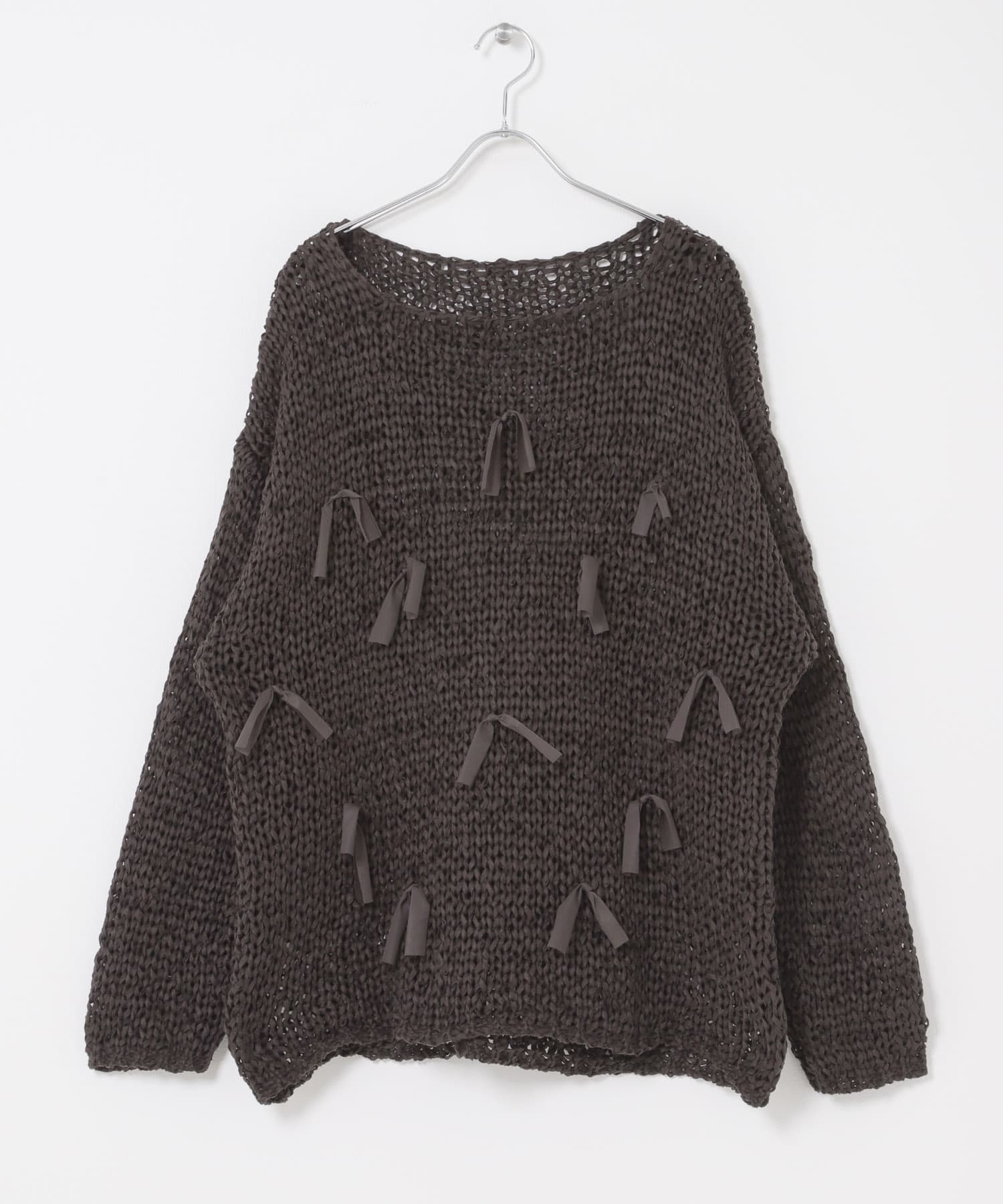 テープヤーンリボンオーバーニット D.BROWN One