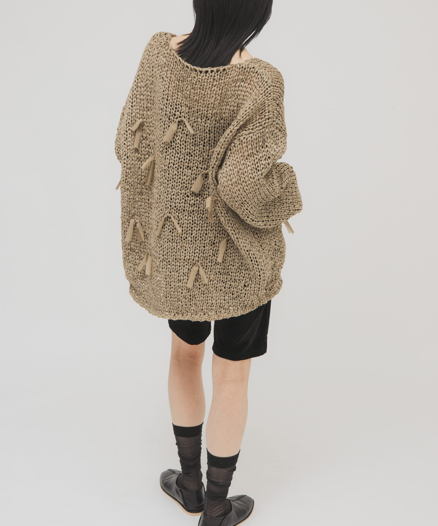 テープヤーンリボンオーバーニット