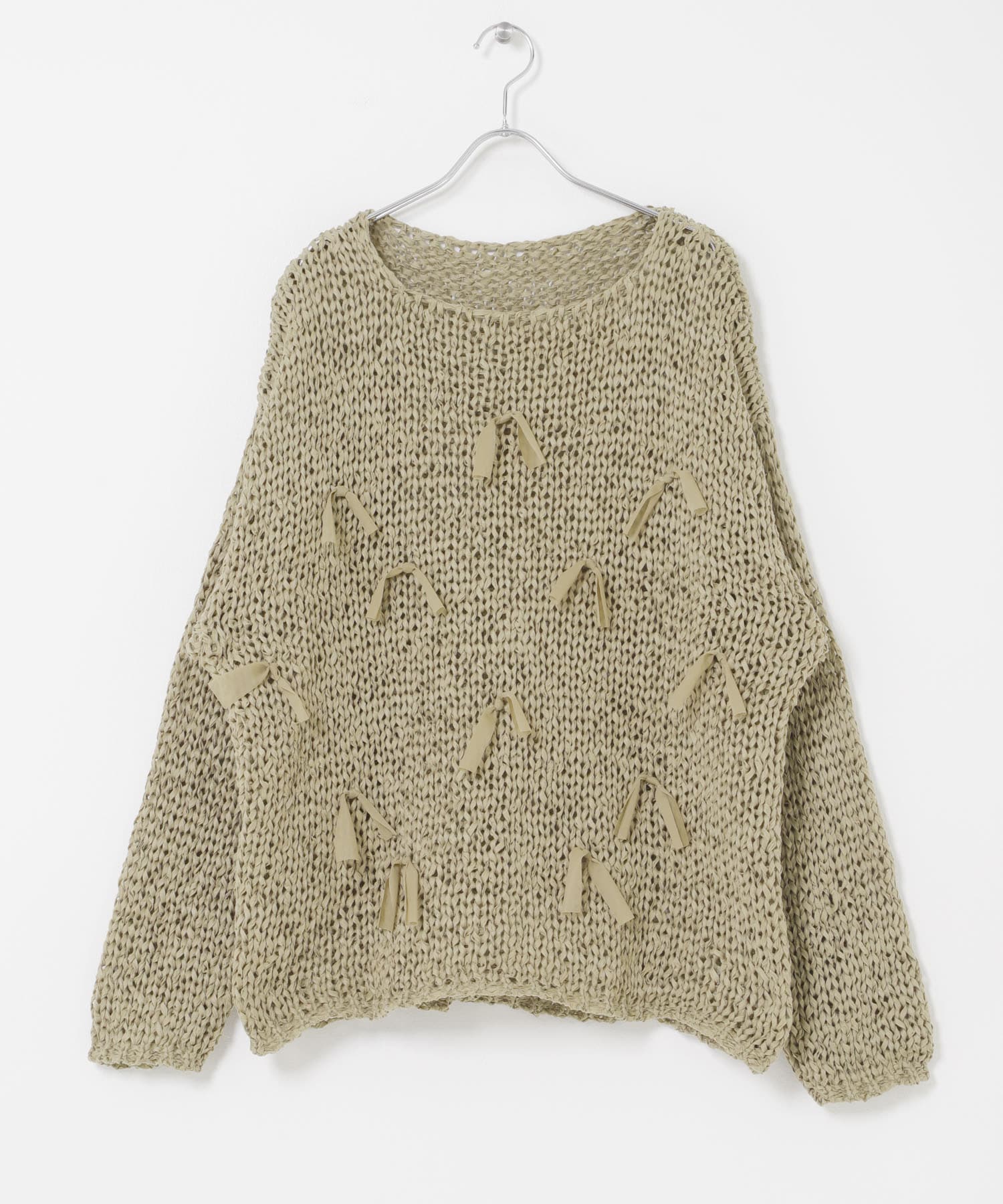 テープヤーンリボンオーバーニット L.KHAKI One