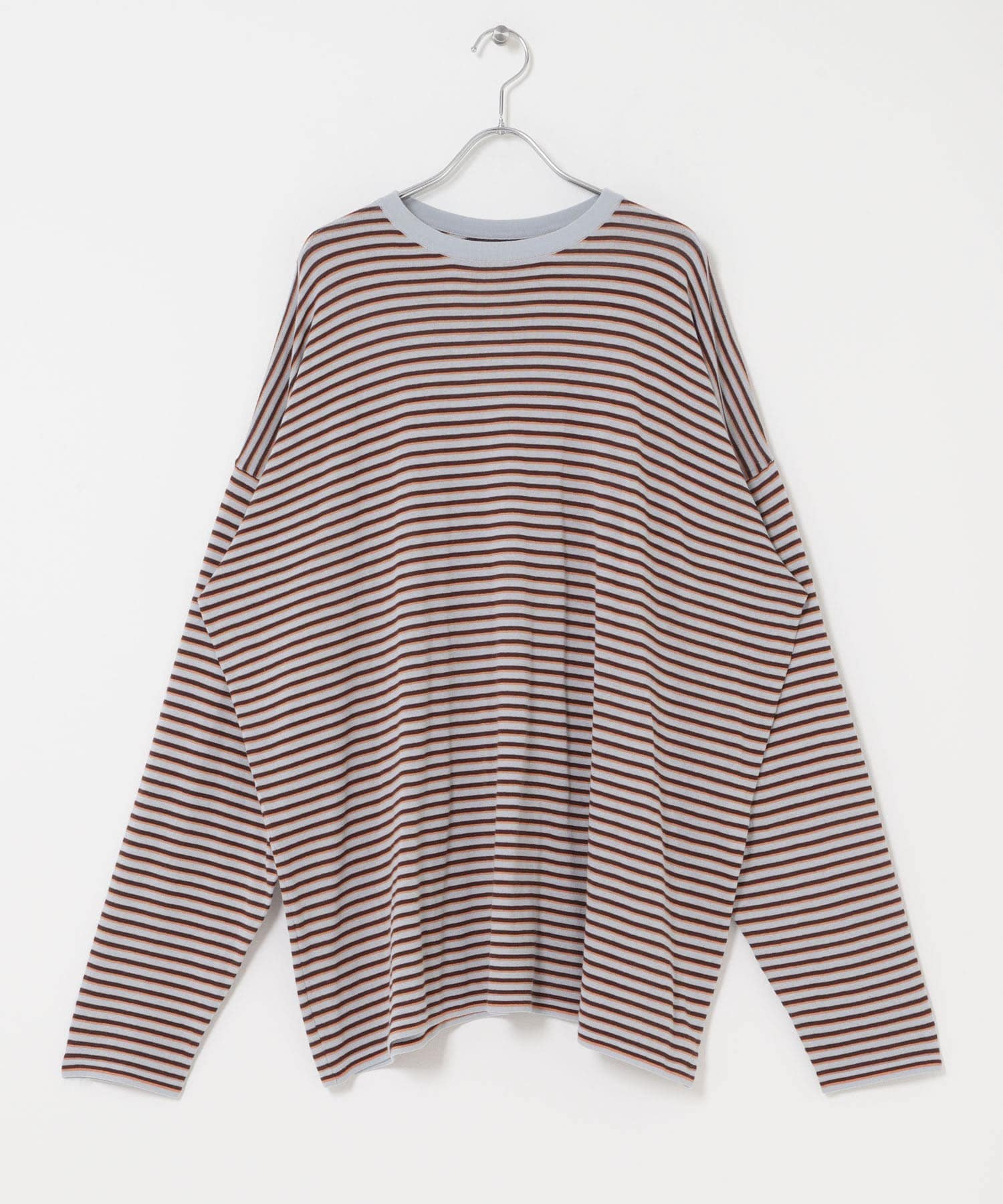 シアーボーダールーズニット GRAY×BRN One