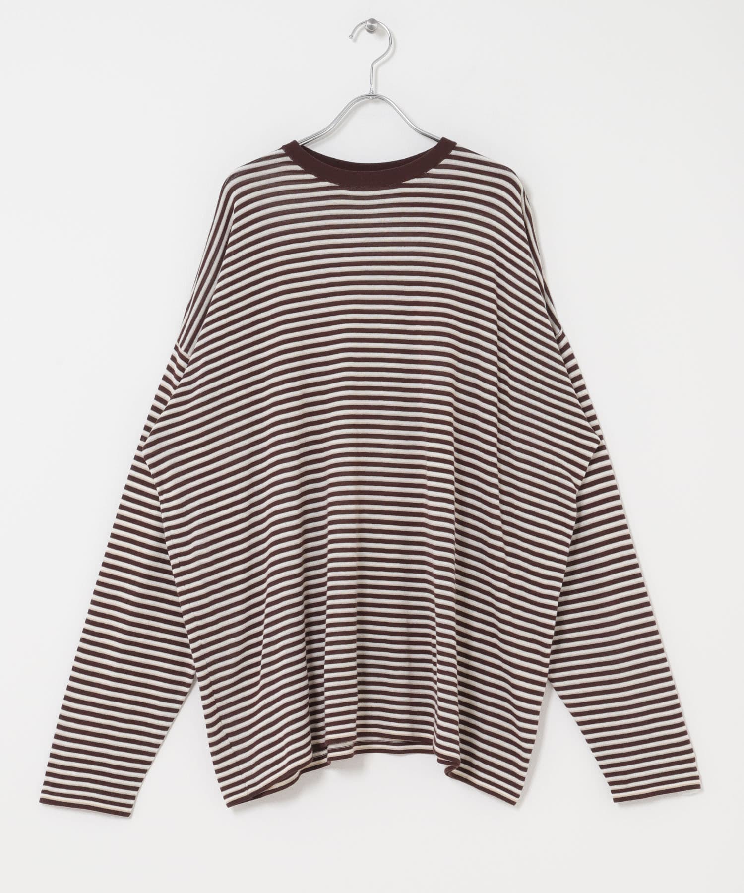 シアーボーダールーズニット BRN×IVORY One