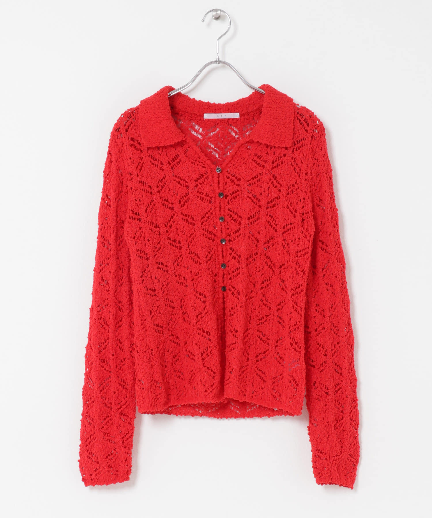 クロシェレースニットシャツ RED One