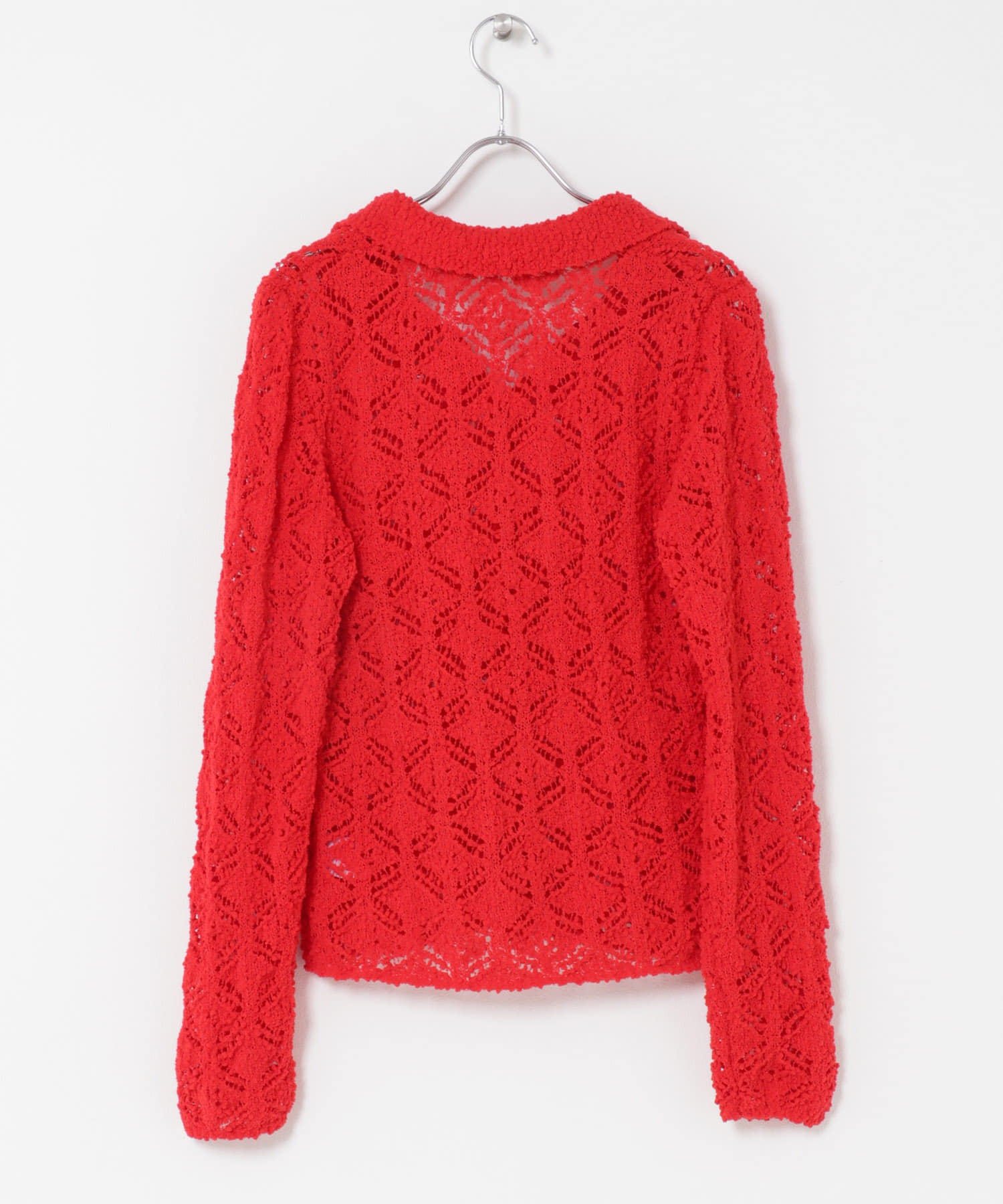 クロシェレースニットシャツ RED One
