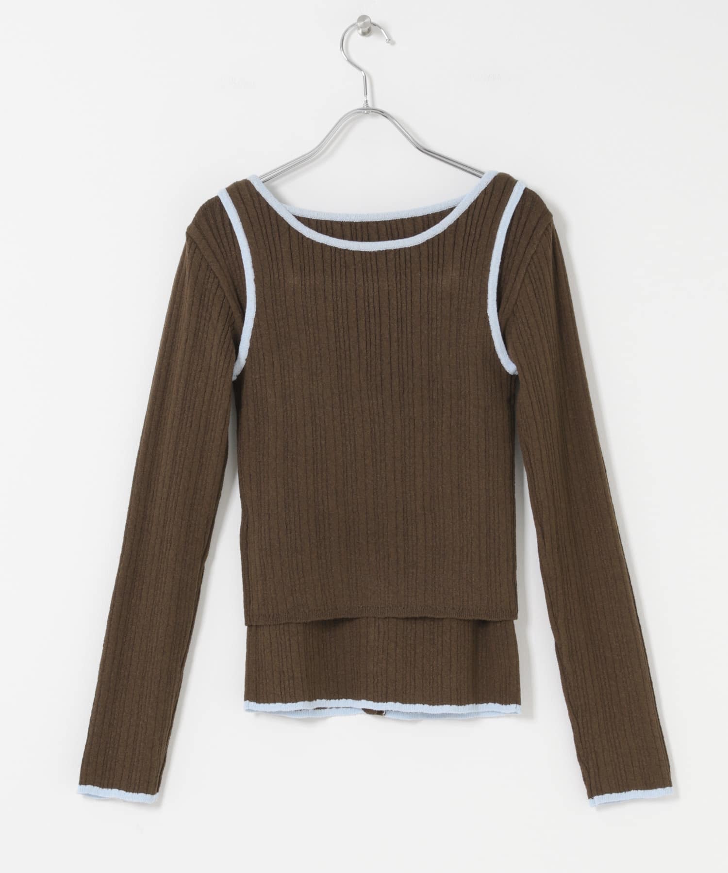 2WAYタンクトップSETカーディガン BROWN One
