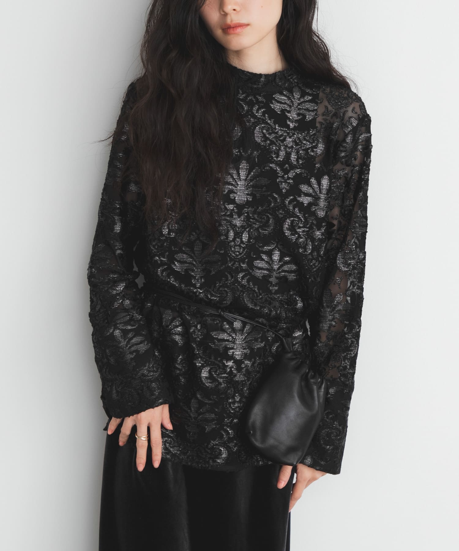 チュールジャガードブラウス