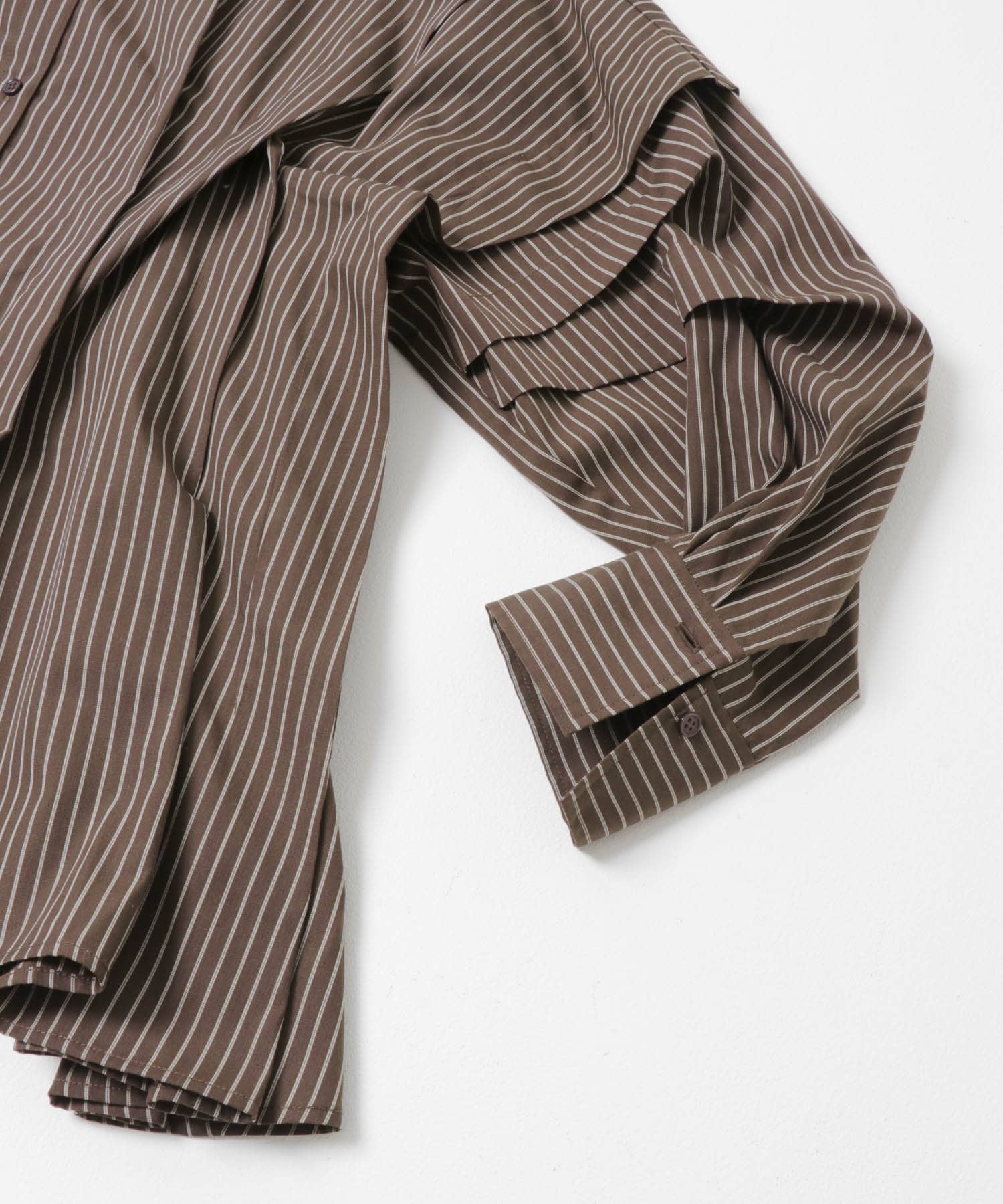 ランダムタックデザインストライプシャツ BROWN×YEL One